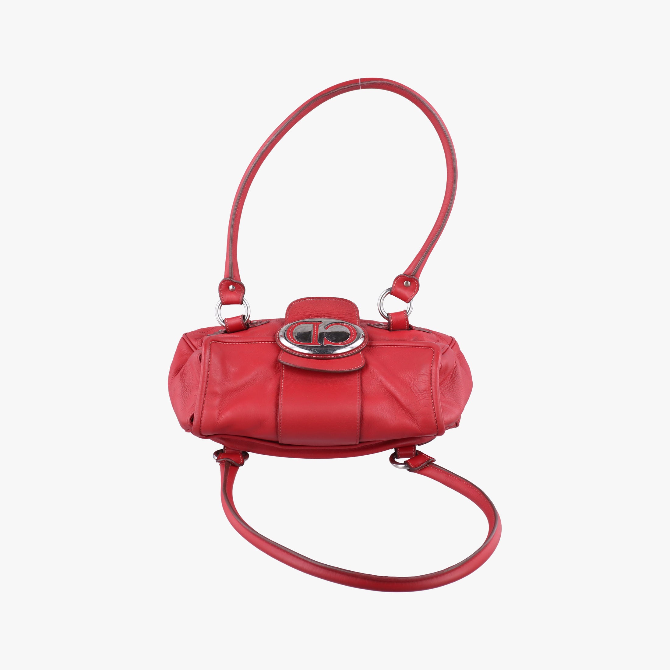 Pre-owned Christian Dior CD logo Red Leather  handbag | stylenewstar
