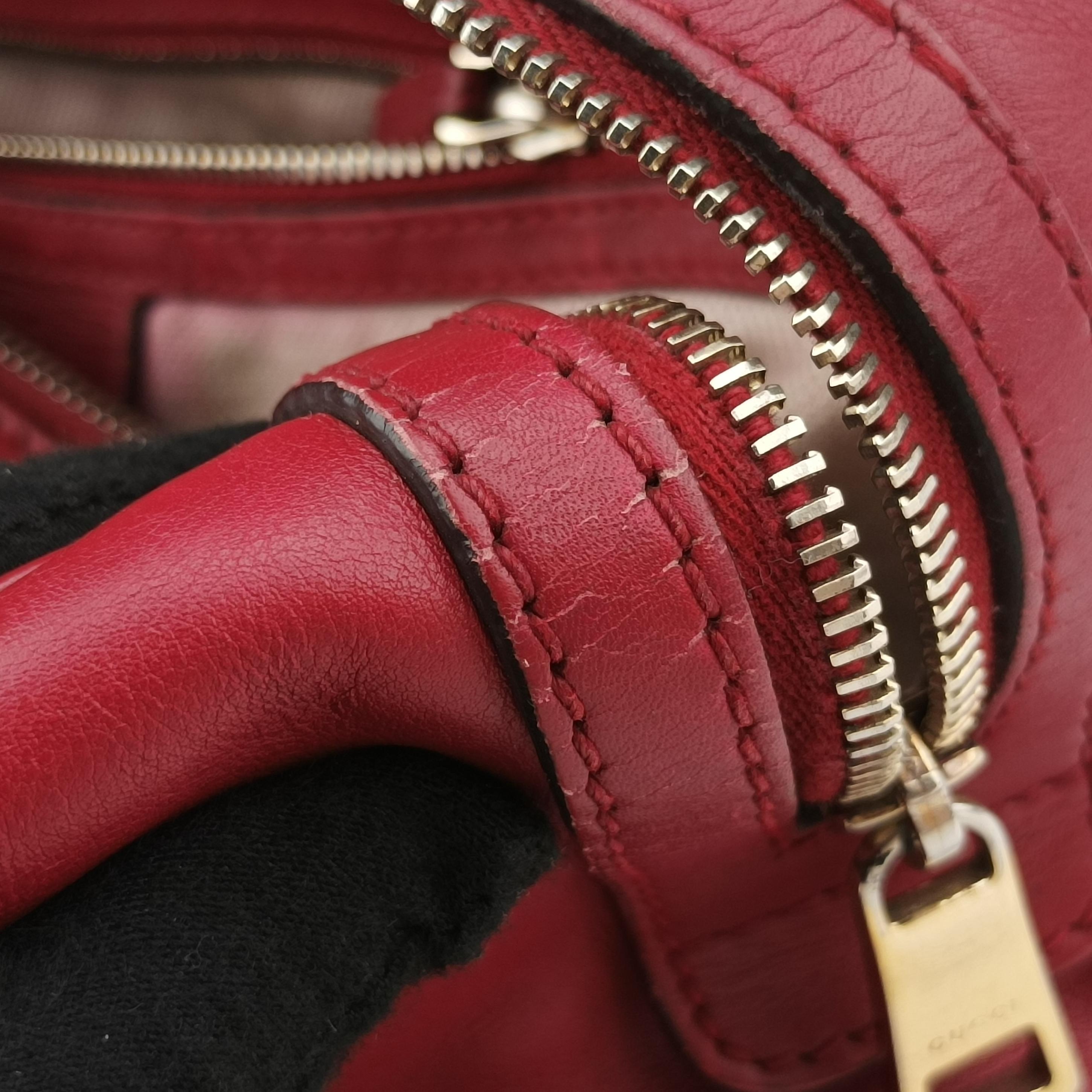 Pre-owned Gucci Sherry Line Red Leather 269876 shoulderbag | stylenewstar