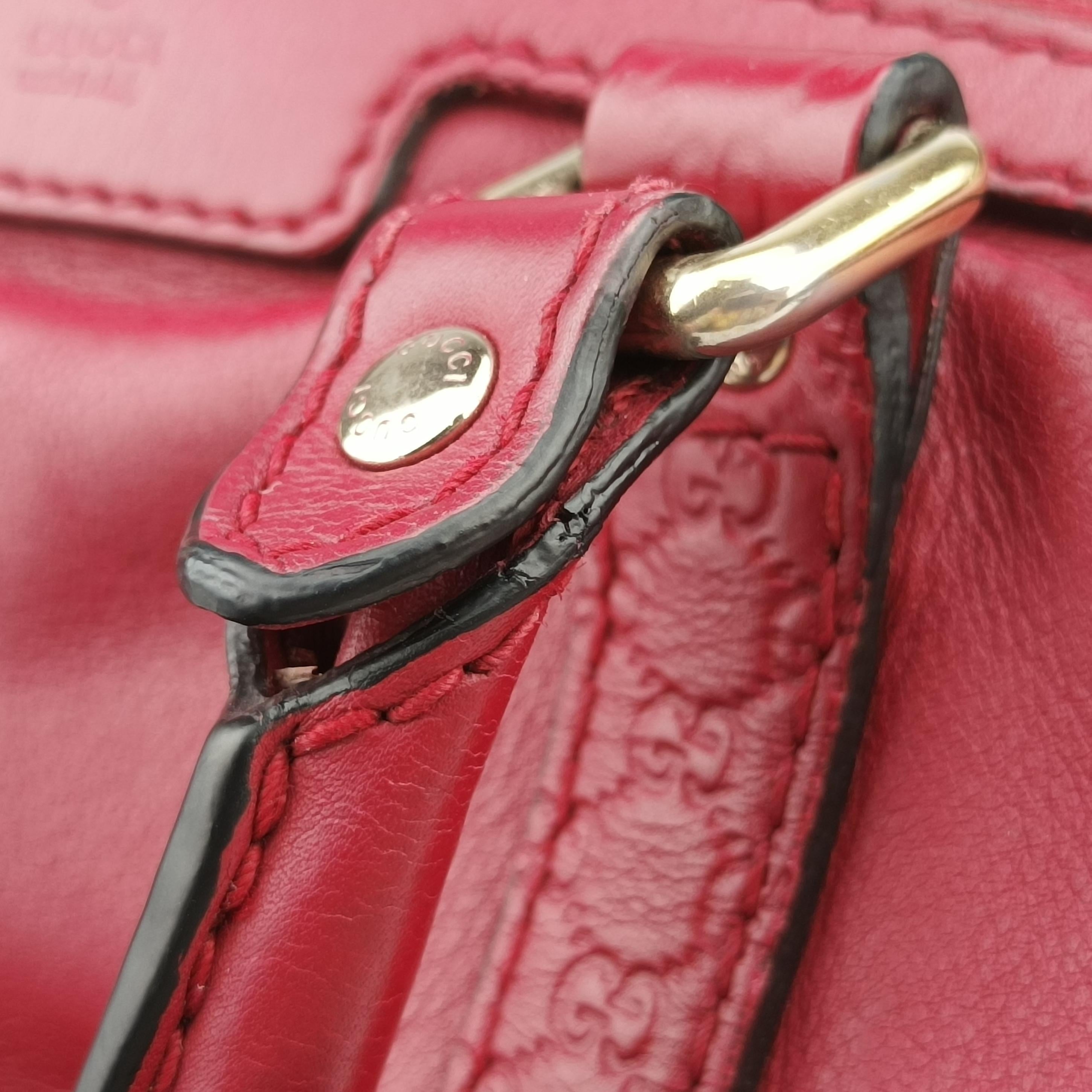 Pre-owned Gucci Sherry Line Red Leather 269876 shoulderbag | stylenewstar