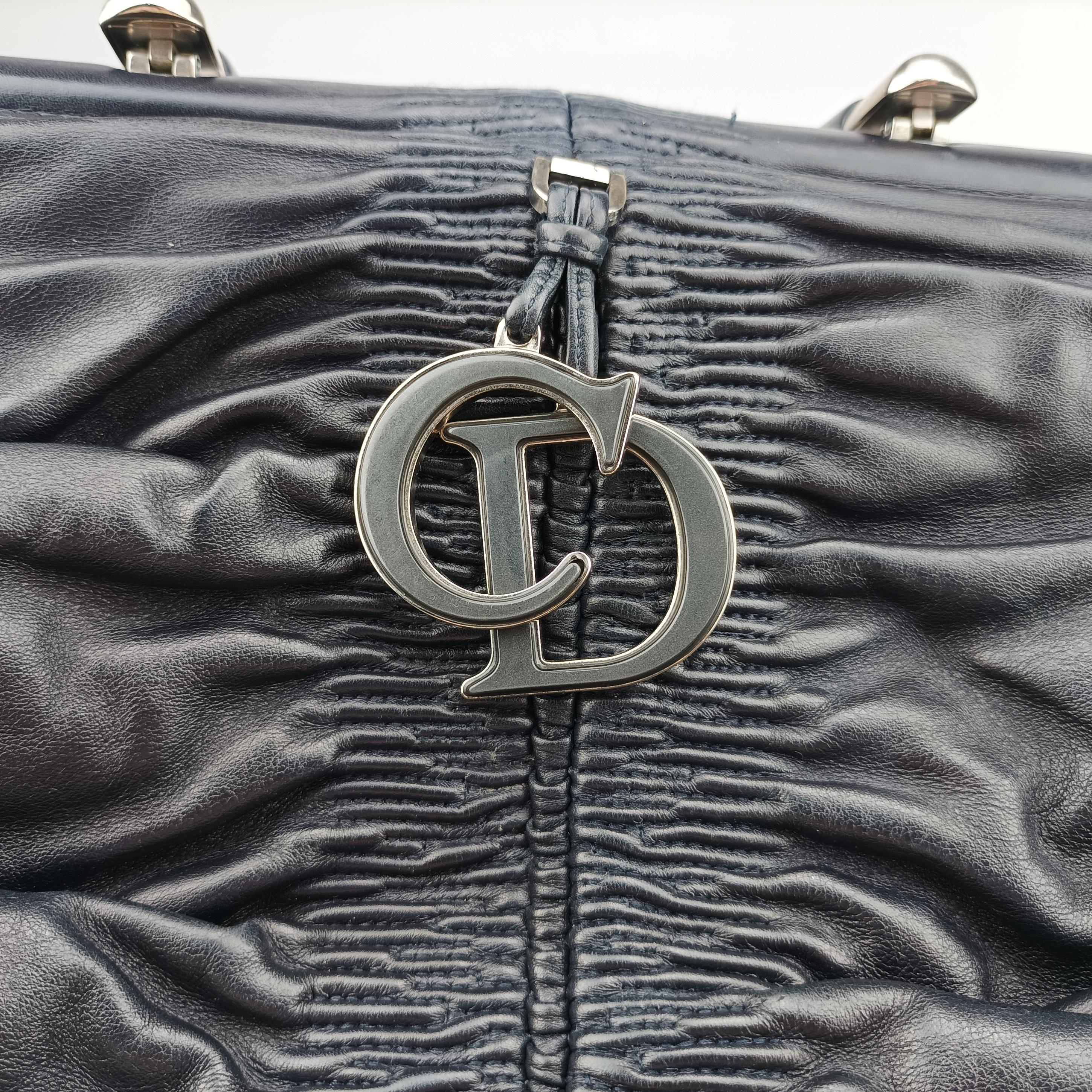 Pre-owned Christian Dior Granville Navy lambskin  handbag | stylenewstar