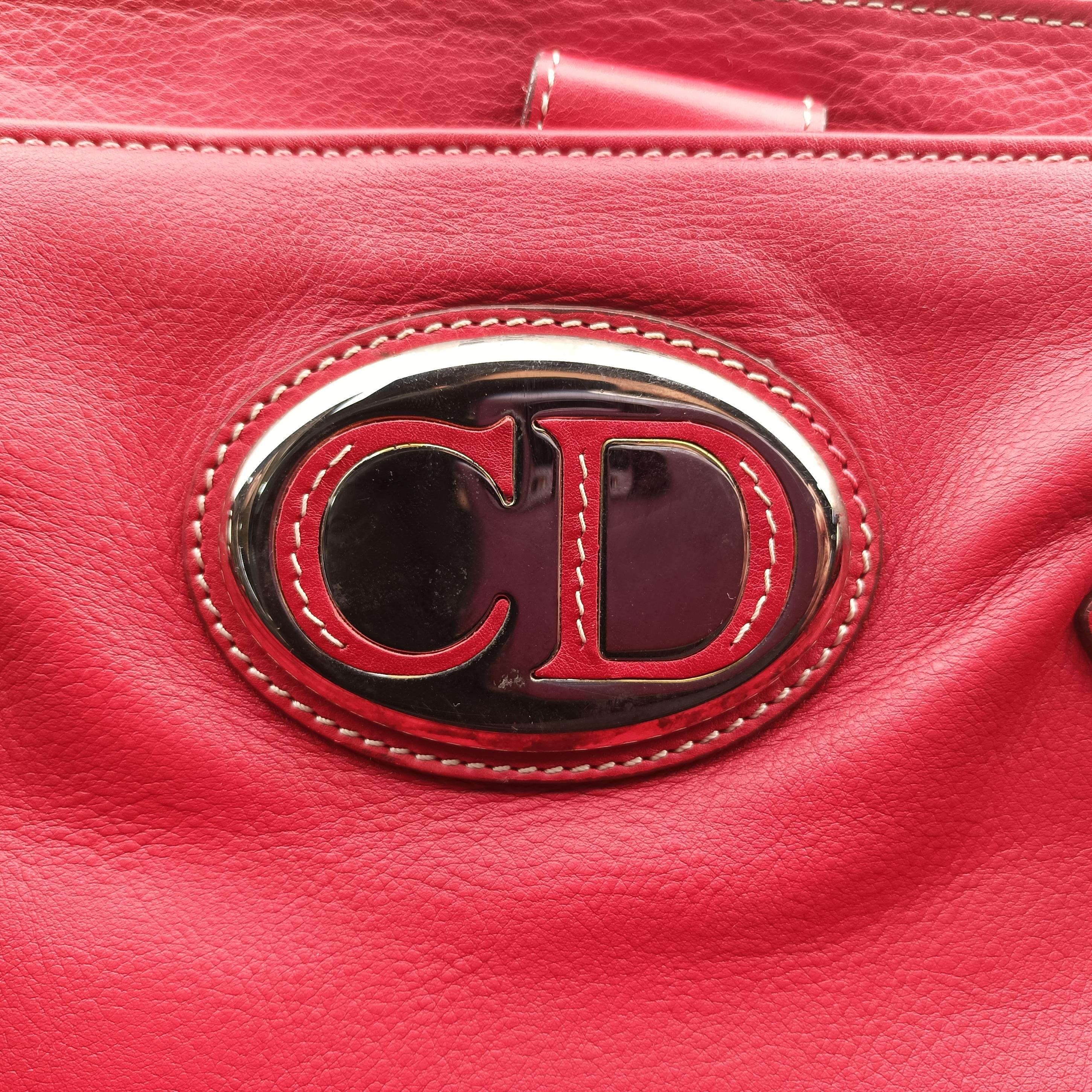 Pre-owned Christian Dior CD logo Red leather  handbag | stylenewstar