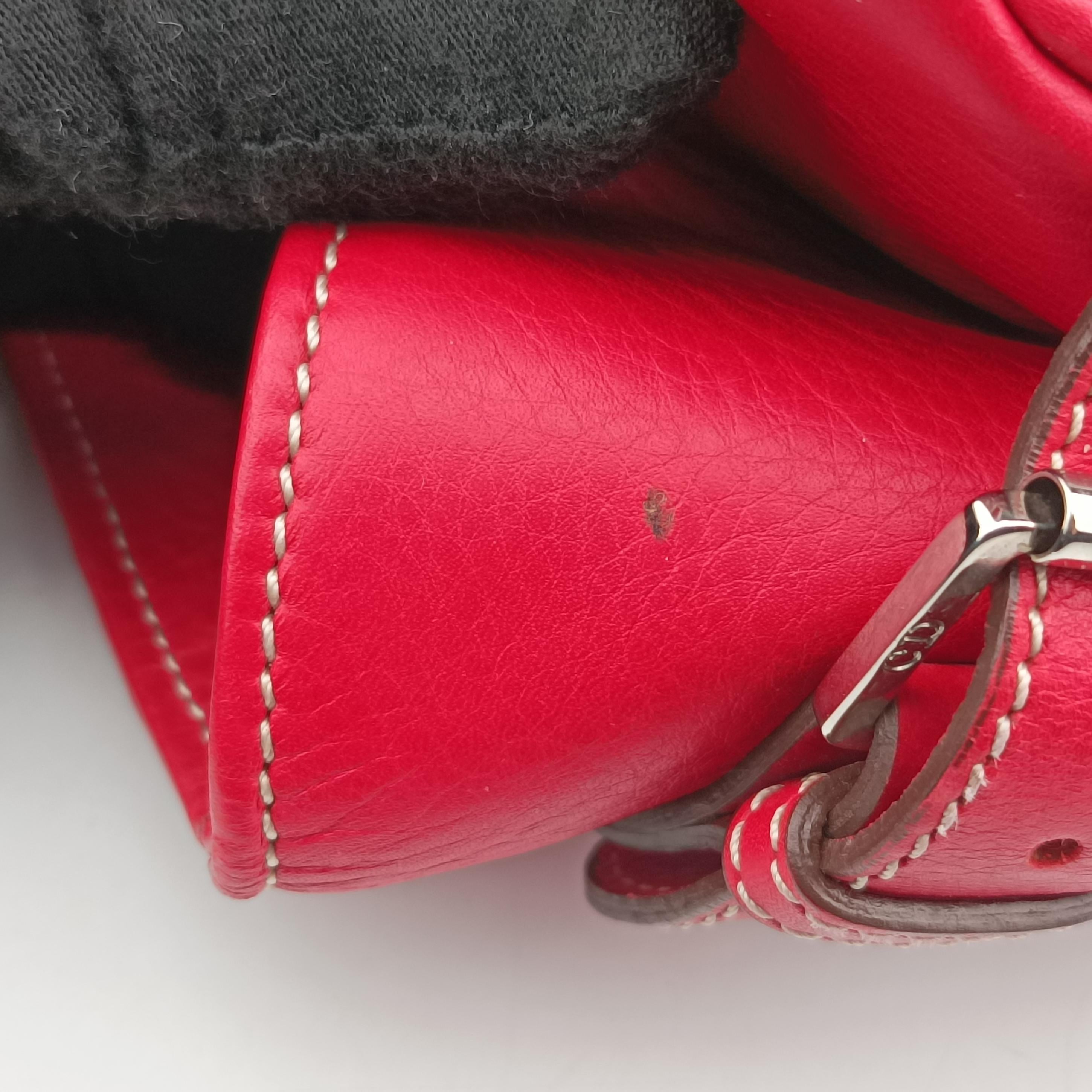 Pre-owned Christian Dior CD logo Red leather  handbag | stylenewstar