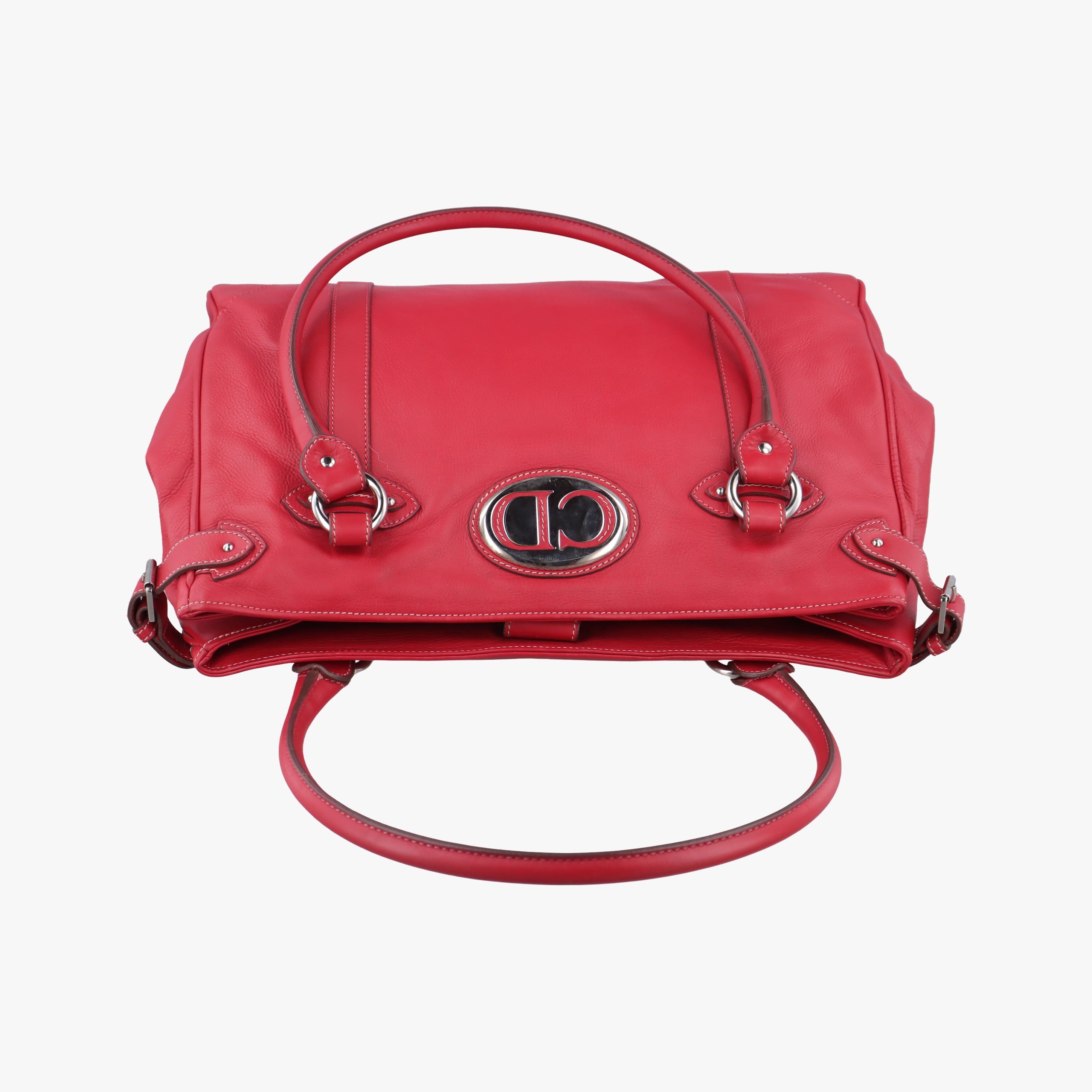Pre-owned Christian Dior CD logo Red leather  handbag | stylenewstar
