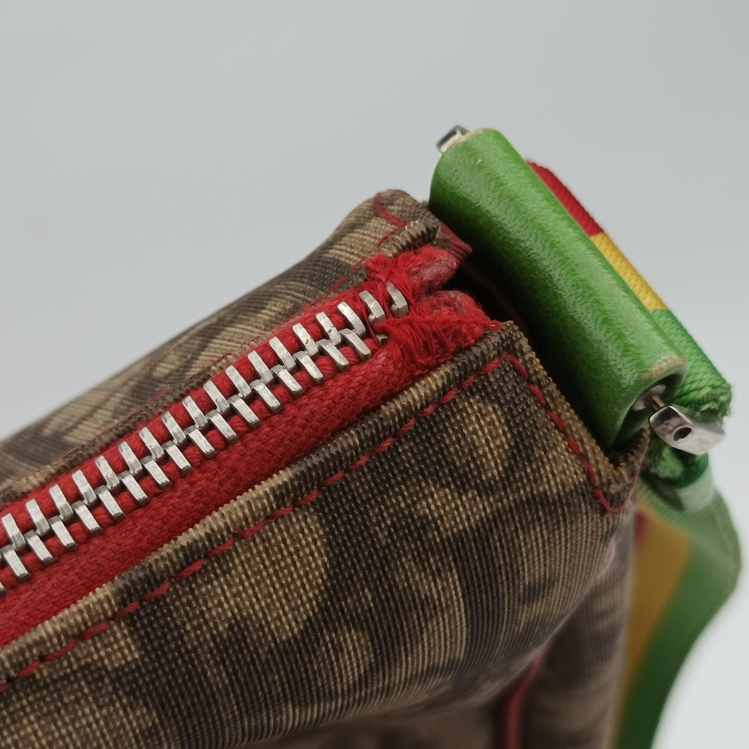 Pre-owned Christian Dior Raster Line beige×Multicolour Canvas  shoulderbag | stylenewstar