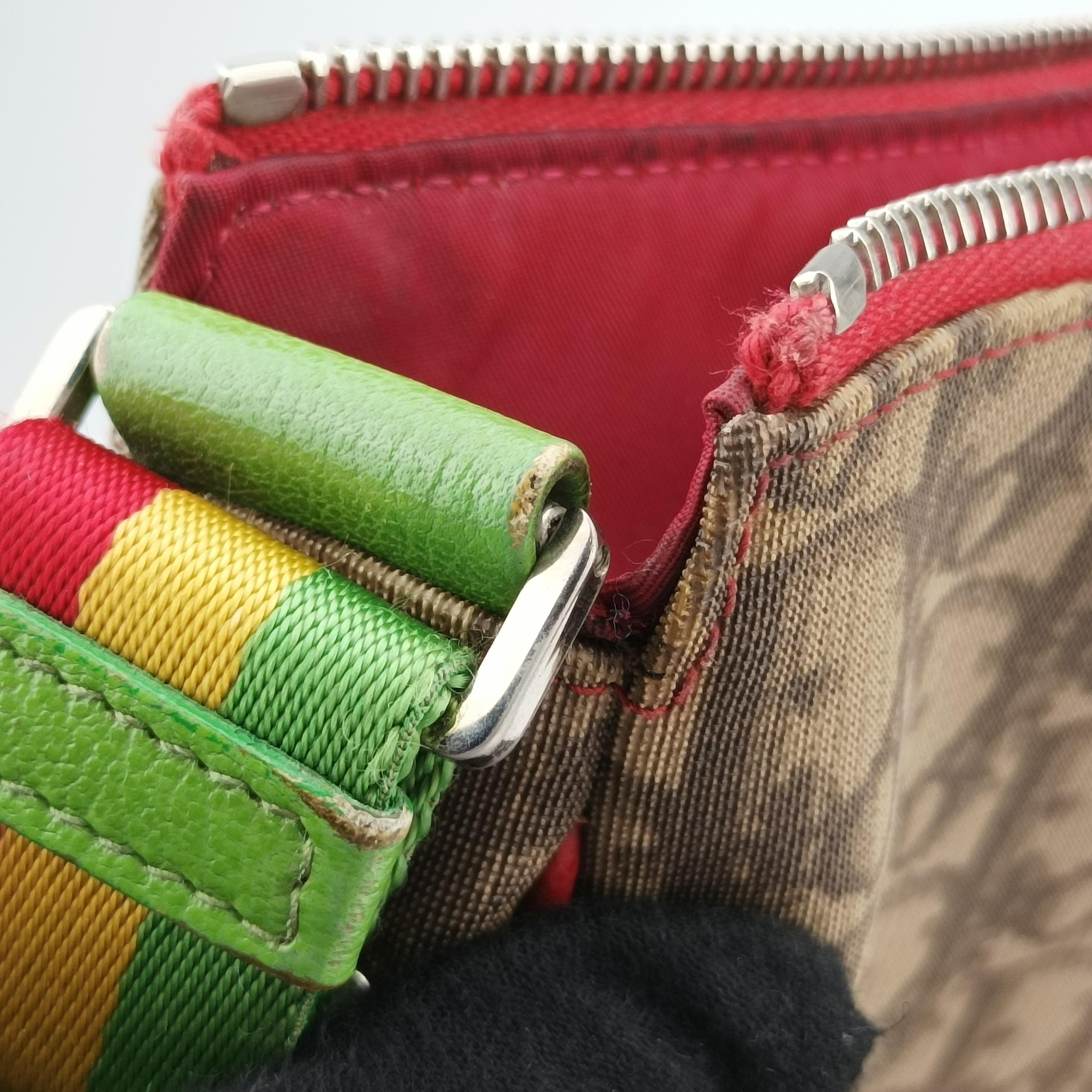 Pre-owned Christian Dior Raster Line beige×Multicolour Canvas  shoulderbag | stylenewstar