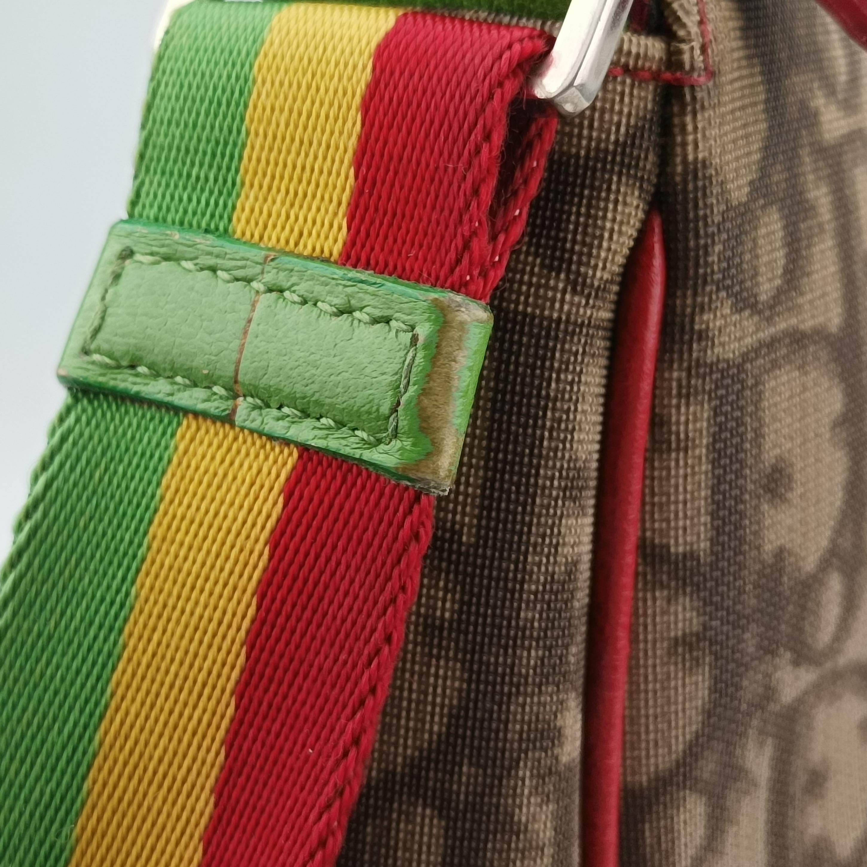 Pre-owned Christian Dior Raster Line beige×Multicolour Canvas  shoulderbag | stylenewstar