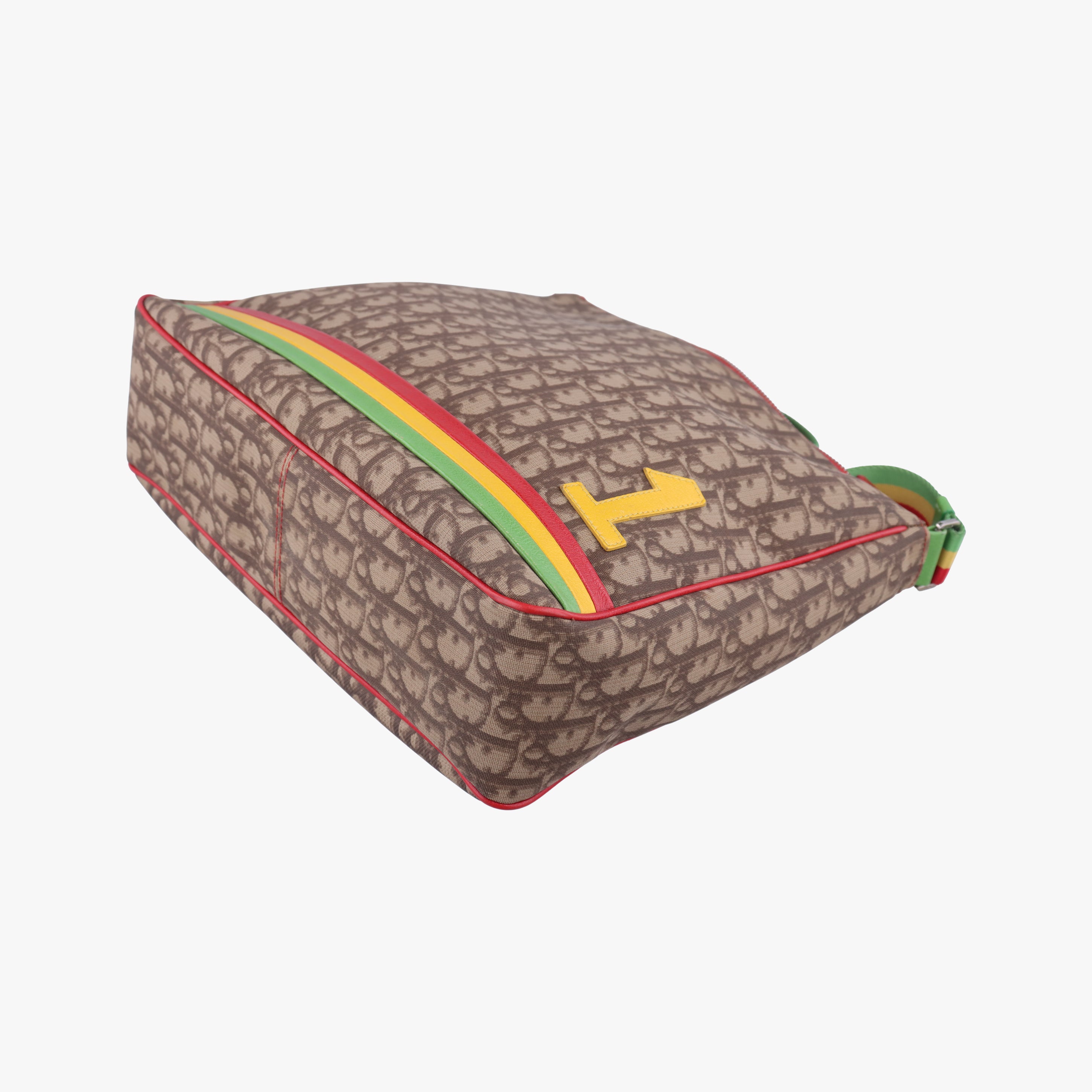 Pre-owned Christian Dior Raster Line beige×Multicolour Canvas  shoulderbag | stylenewstar