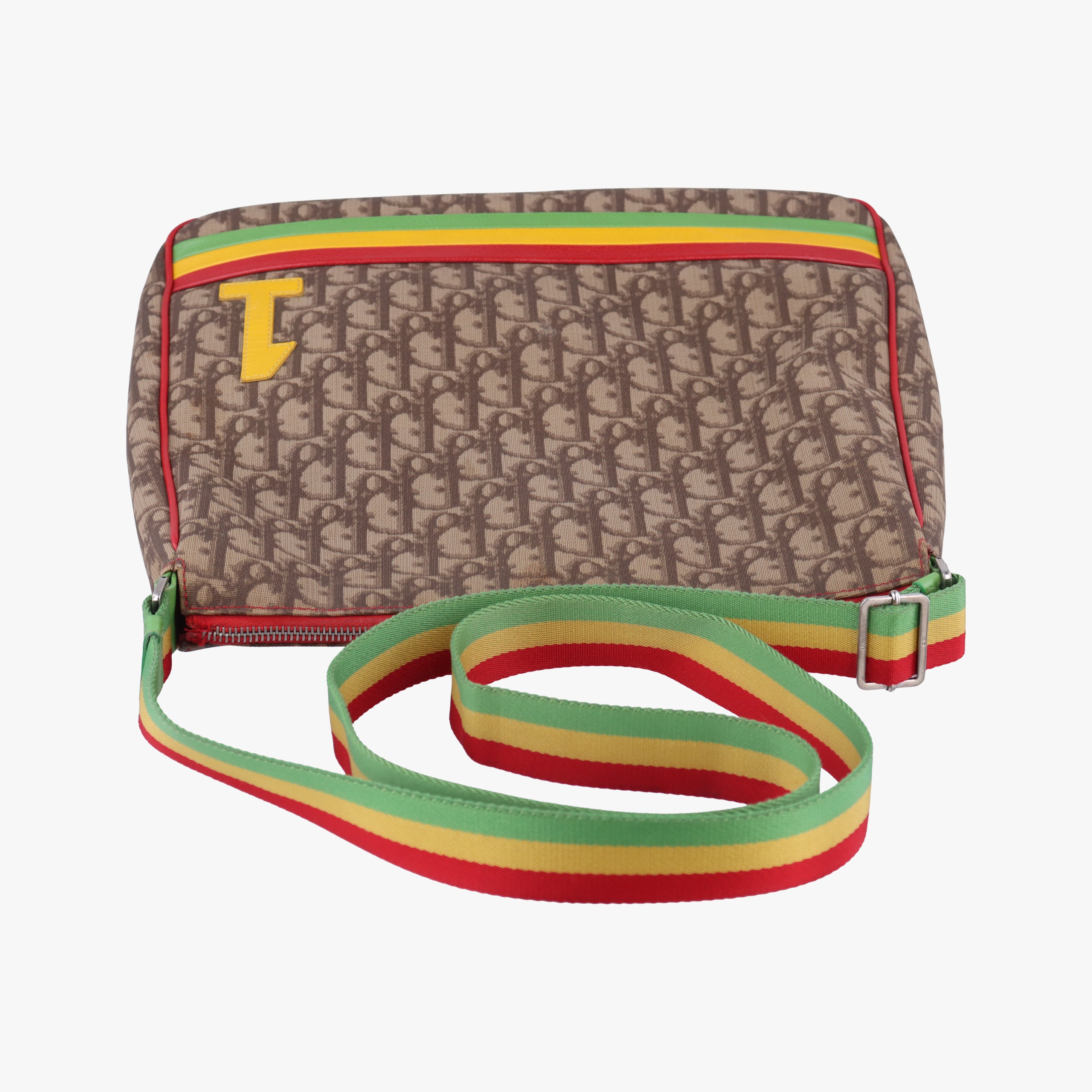 Pre-owned Christian Dior Raster Line beige×Multicolour Canvas  shoulderbag | stylenewstar