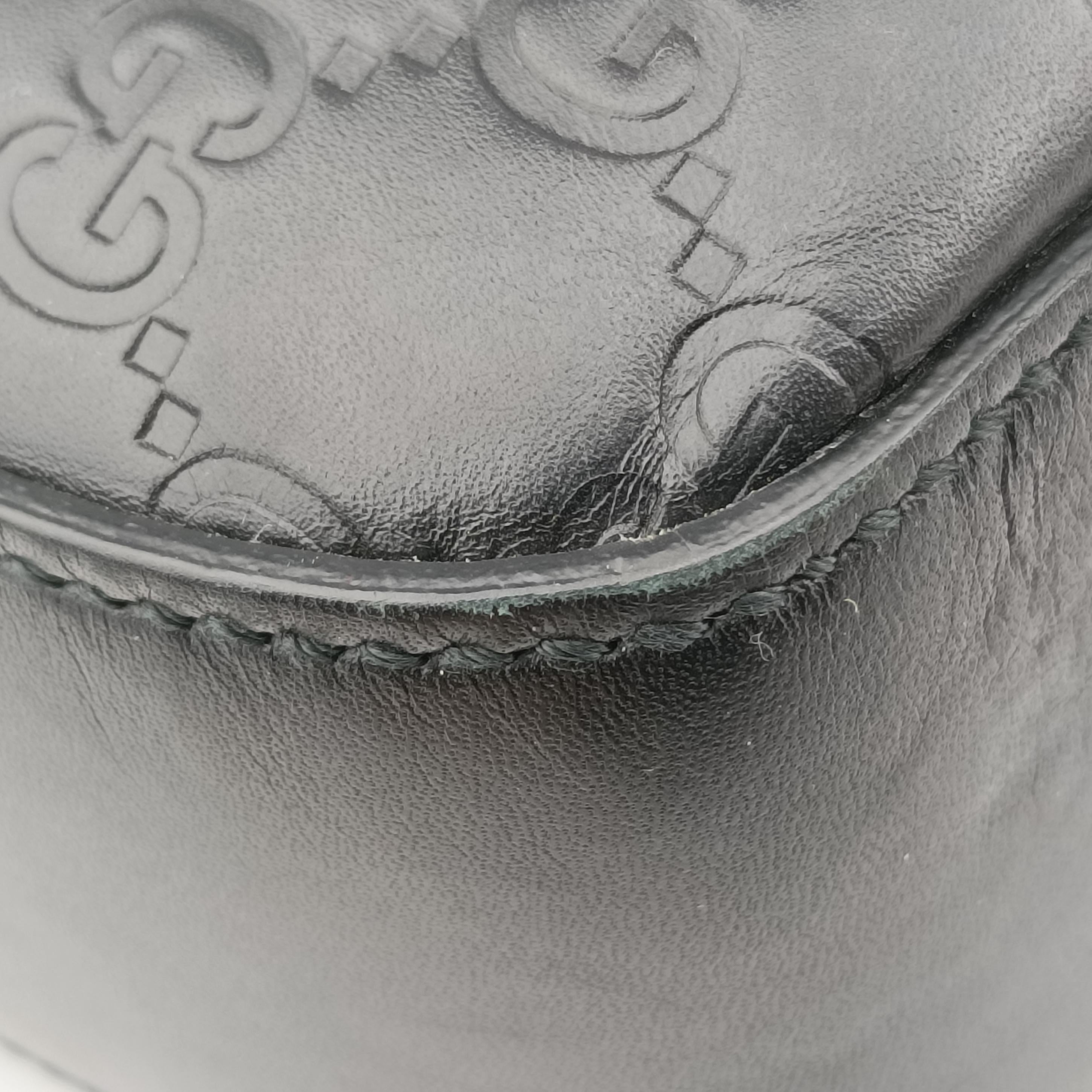 Pre-owned Gucci Guccissima Black Leather 435322 shoulderbag | stylenewstar
