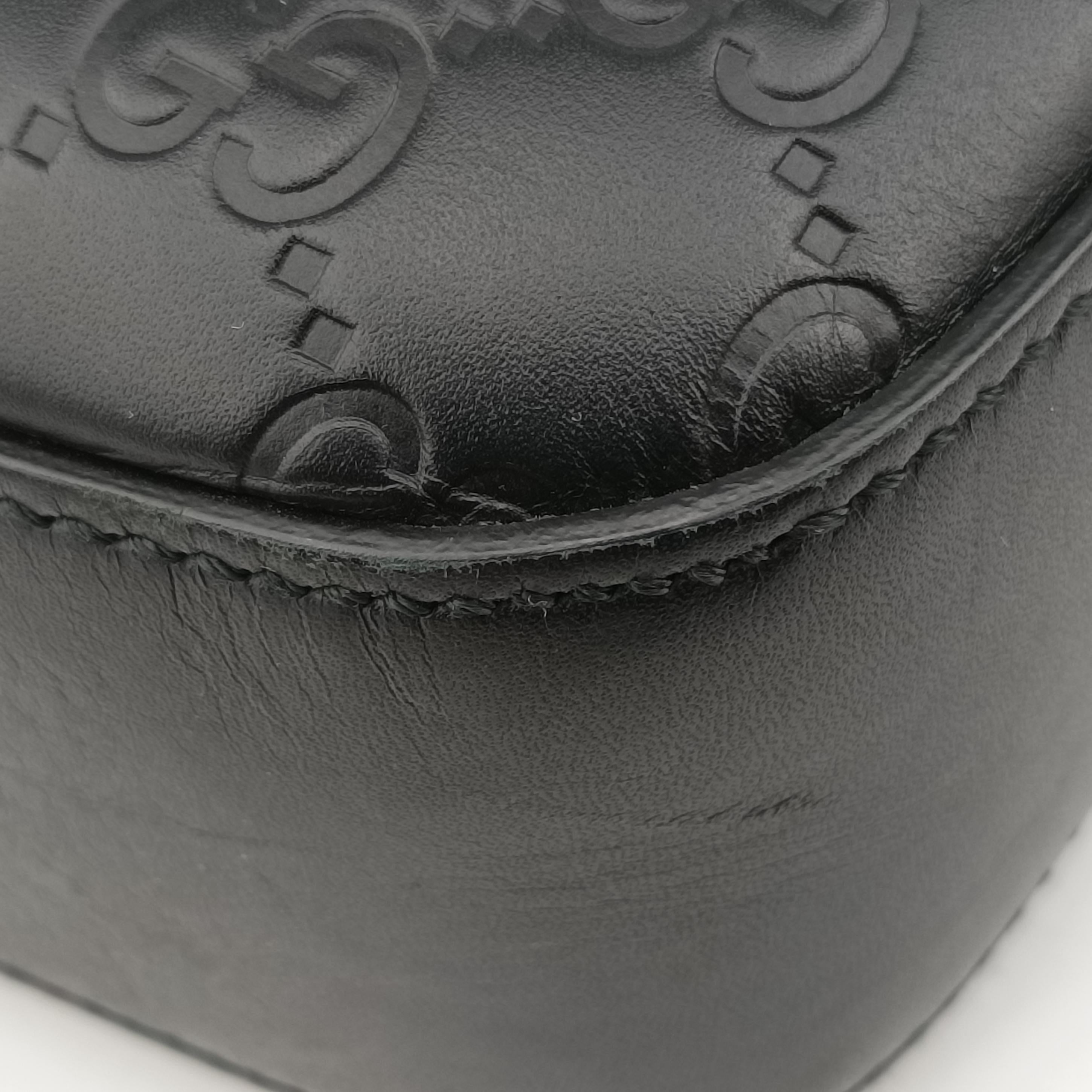 Pre-owned Gucci Guccissima Black Leather 435322 shoulderbag | stylenewstar