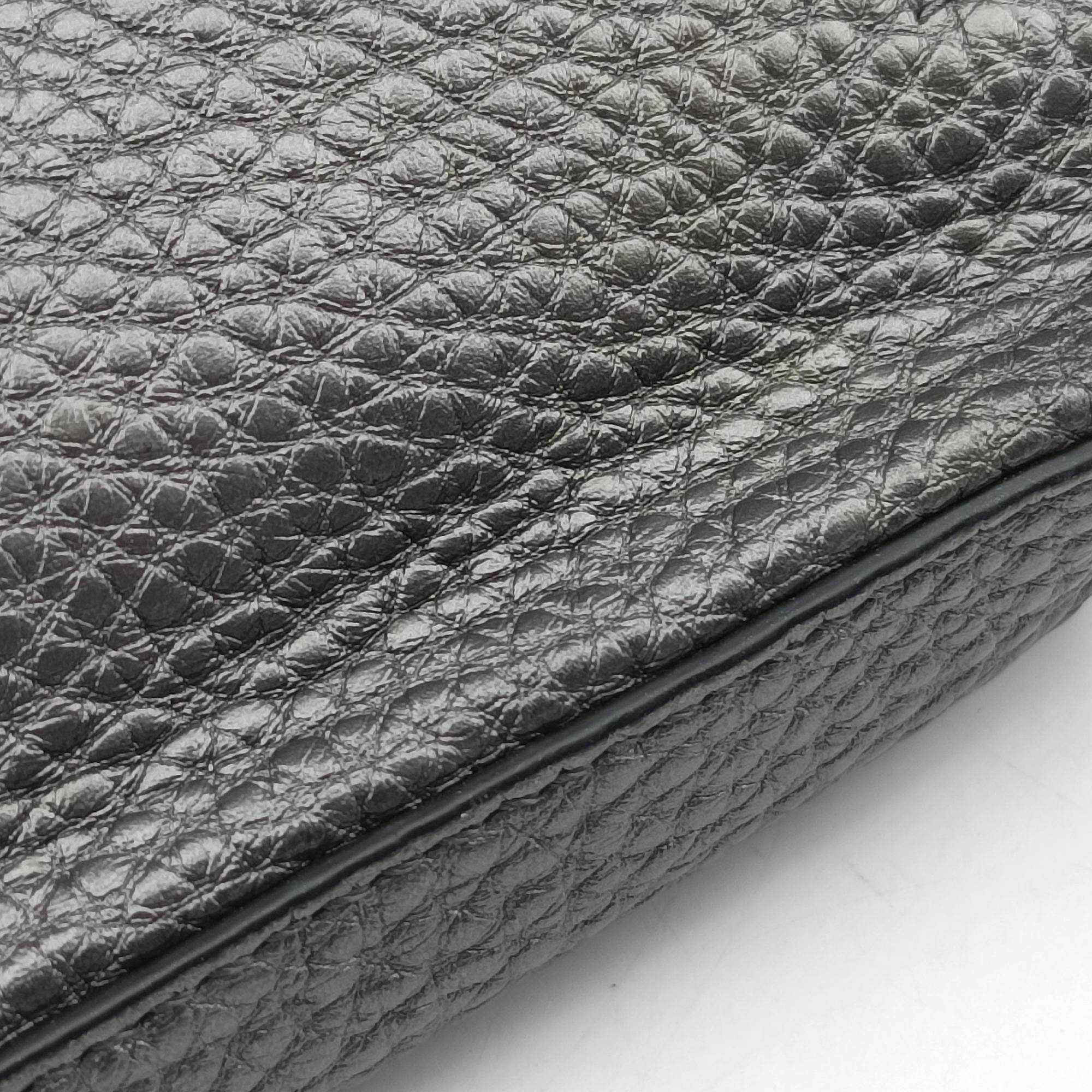 Pre-owned Fendi Flat Selleria Baguette Grey Leather 7VA472 shoulderbag | stylenewstar