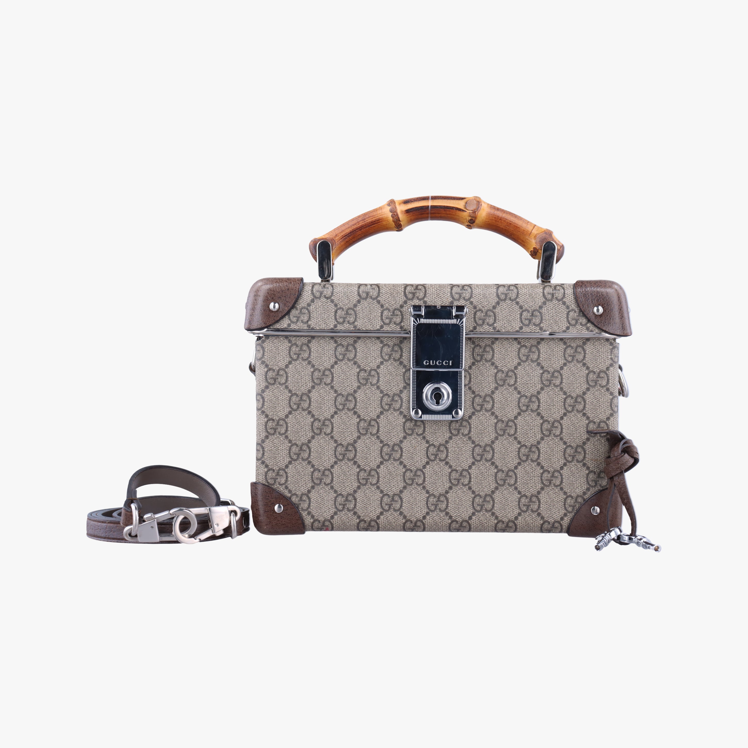Pre-owned Gucci Globe-Trotter Beige x Dark Brown PVC coated canvas 588351 shoulderbag | stylenewstar