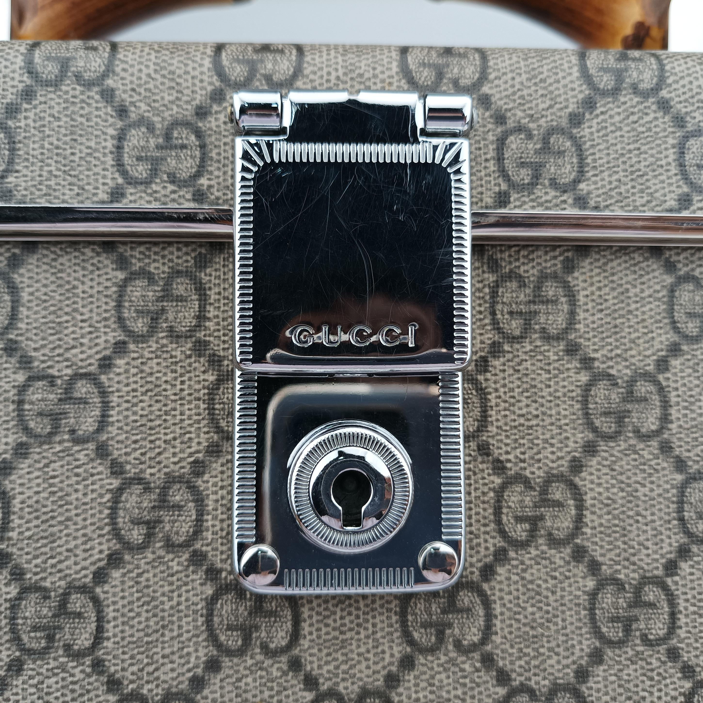 Pre-owned Gucci Globe-Trotter Beige x Dark Brown PVC coated canvas 588351 shoulderbag | stylenewstar