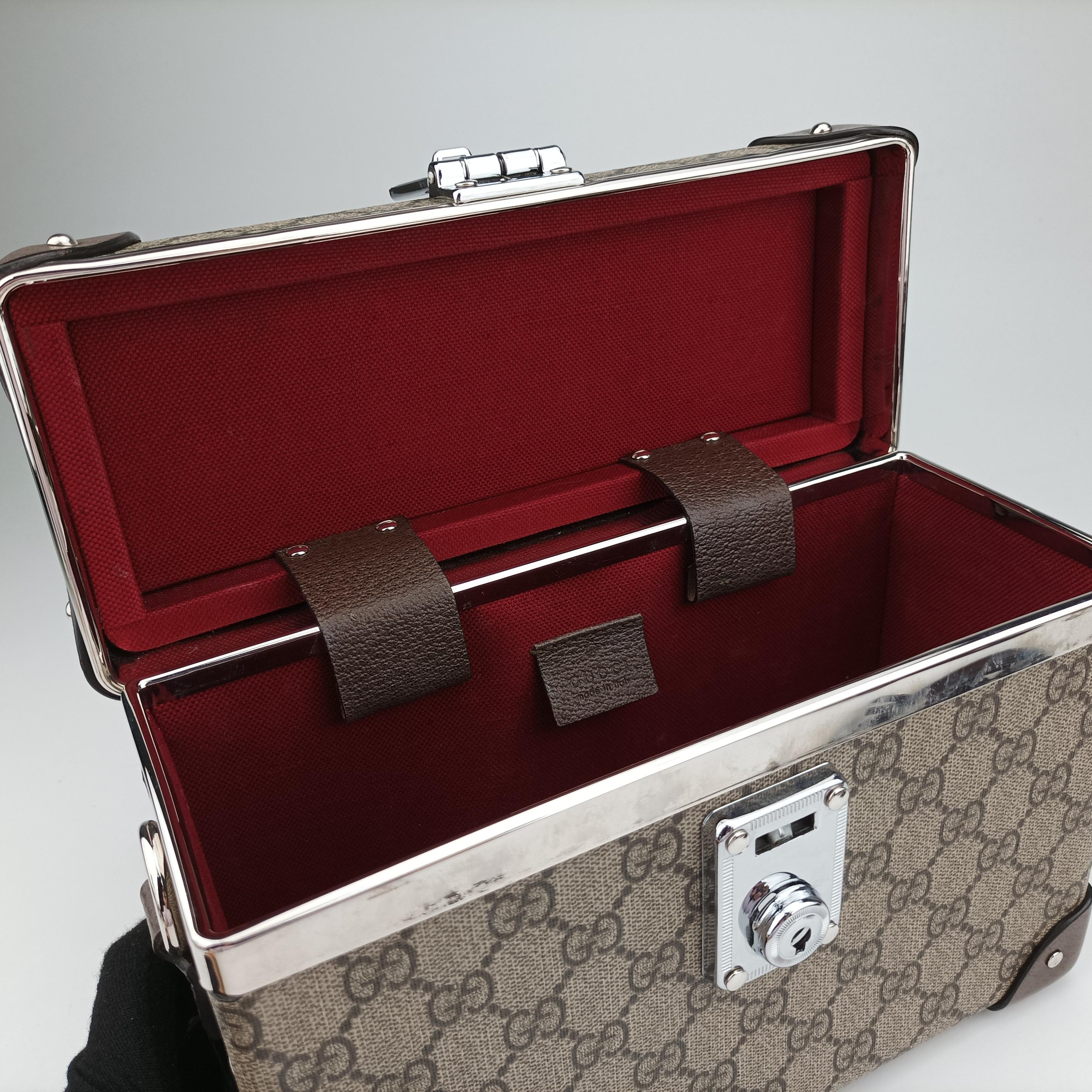 Pre-owned Gucci Globe-Trotter Beige x Dark Brown PVC coated canvas 588351 shoulderbag | stylenewstar