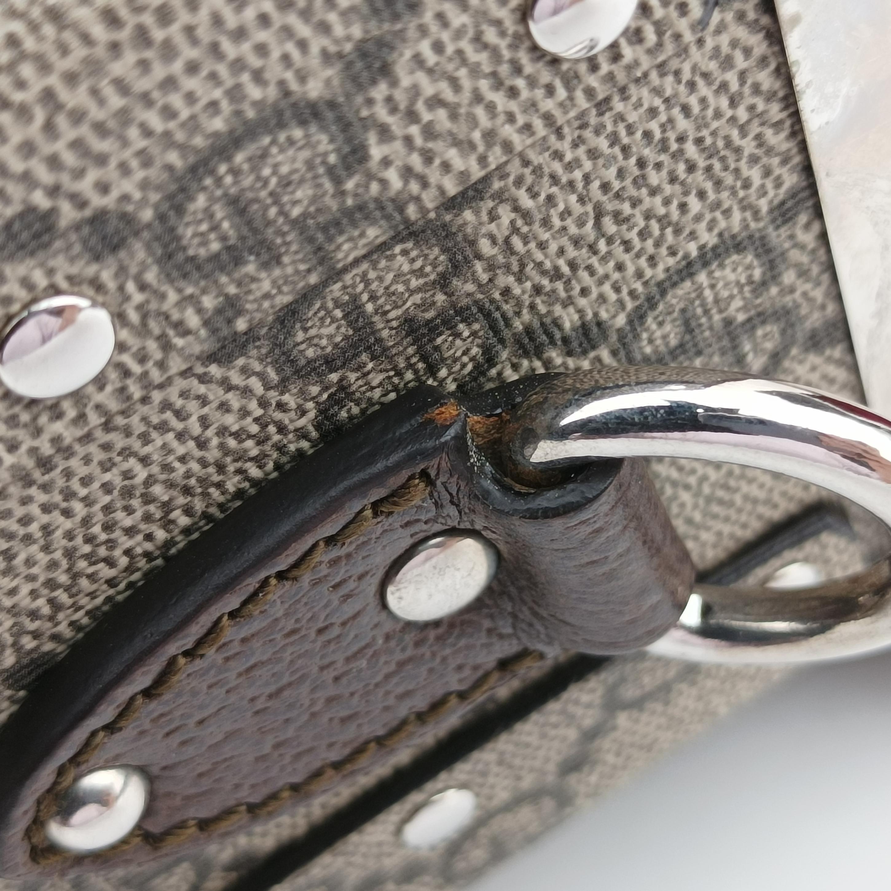 Pre-owned Gucci Globe-Trotter Beige x Dark Brown PVC coated canvas 588351 shoulderbag | stylenewstar