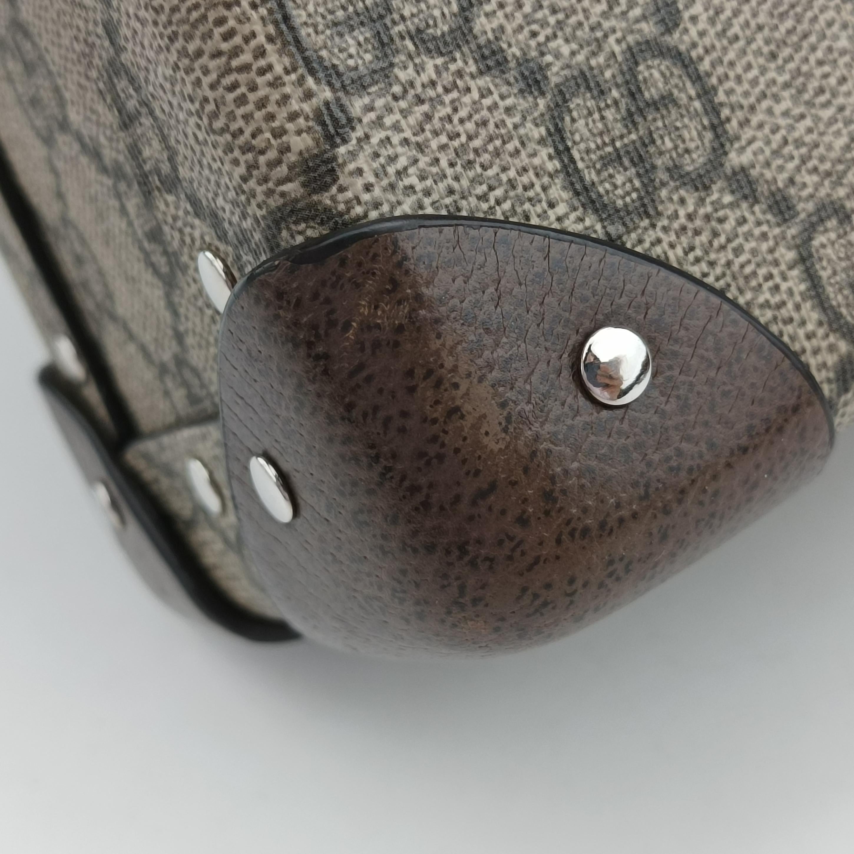 Pre-owned Gucci Globe-Trotter Beige x Dark Brown PVC coated canvas 588351 shoulderbag | stylenewstar