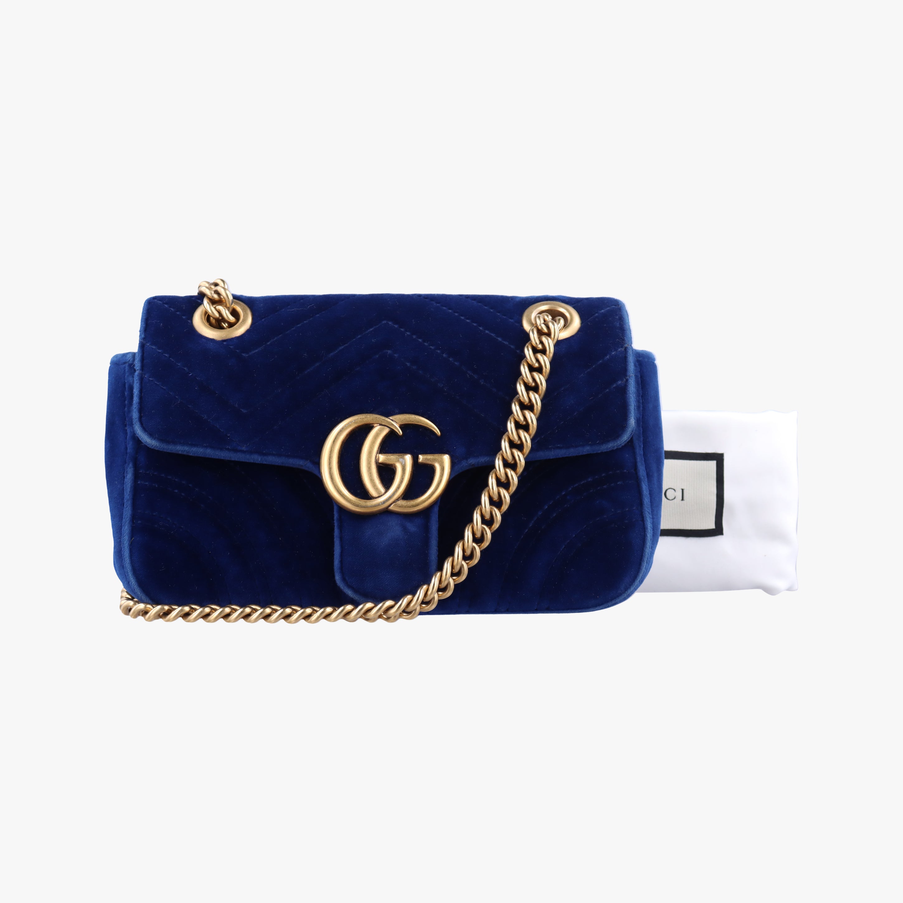 Vintage Gucci GG Marmont Blue velour 446744 shoulderbag | stylenewstar