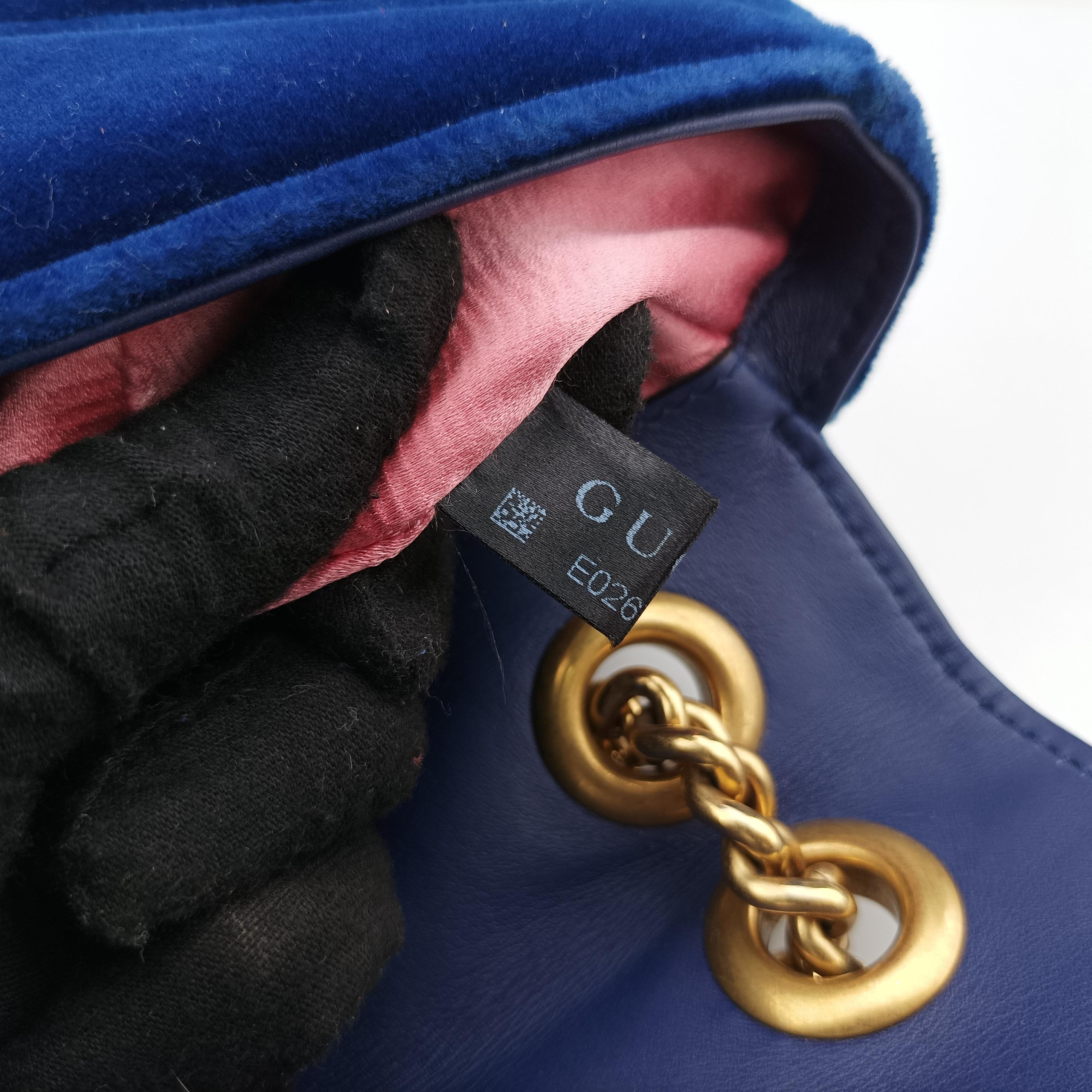 Vintage Gucci GG Marmont Blue velour 446744 shoulderbag | stylenewstar