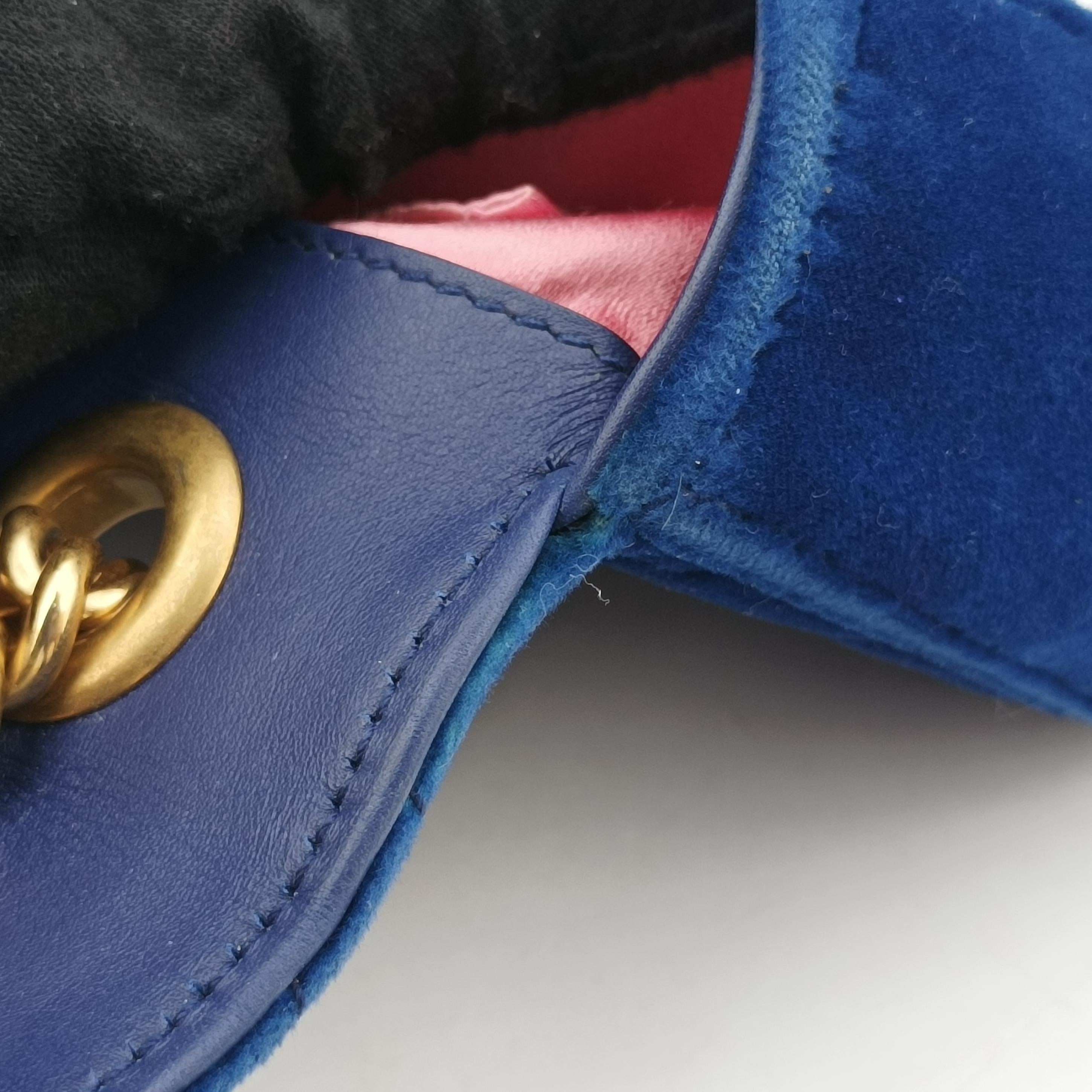 Vintage Gucci GG Marmont Blue velour 446744 shoulderbag | stylenewstar