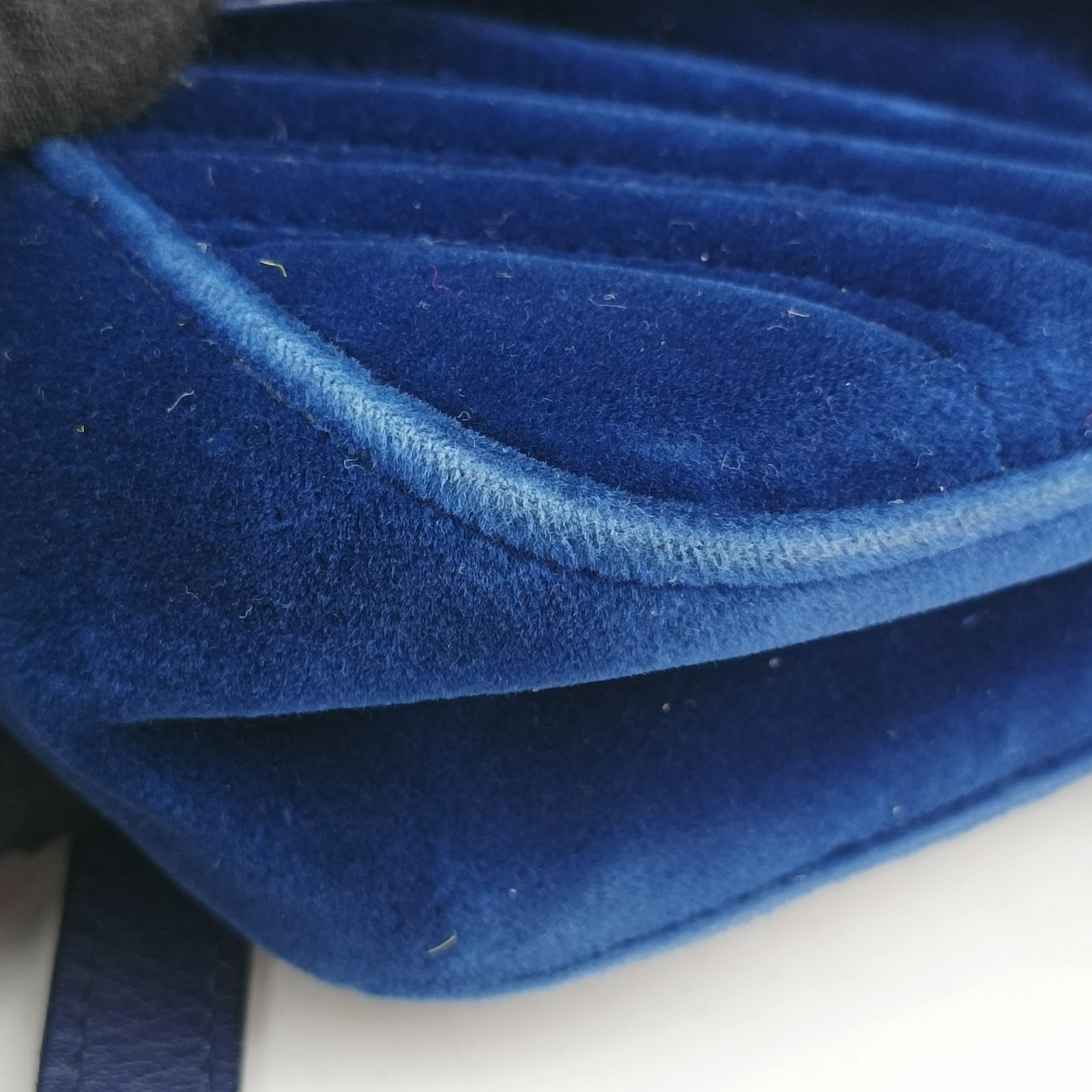Vintage Gucci GG Marmont Blue velour 446744 shoulderbag | stylenewstar