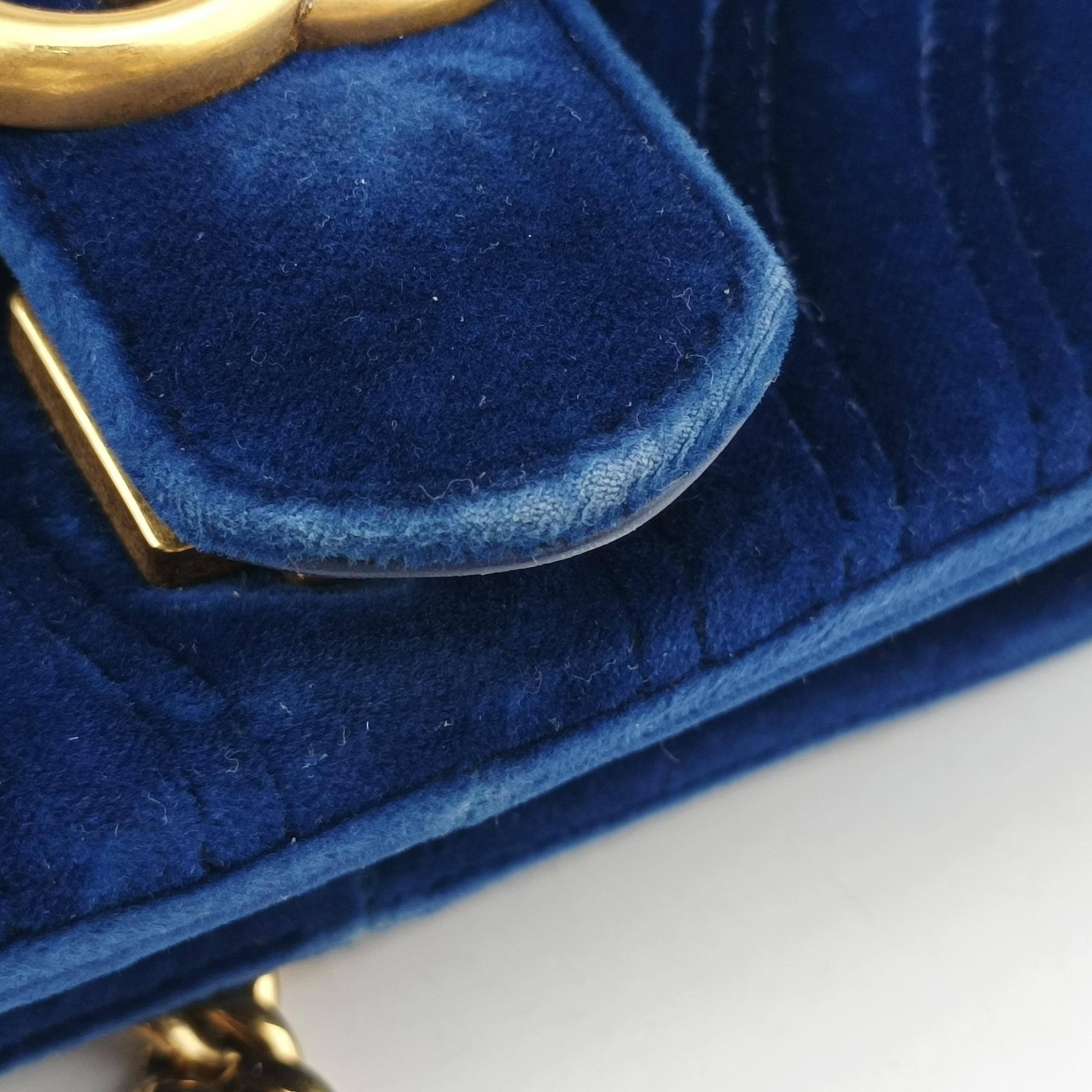 Vintage Gucci GG Marmont Blue velour 446744 shoulderbag | stylenewstar