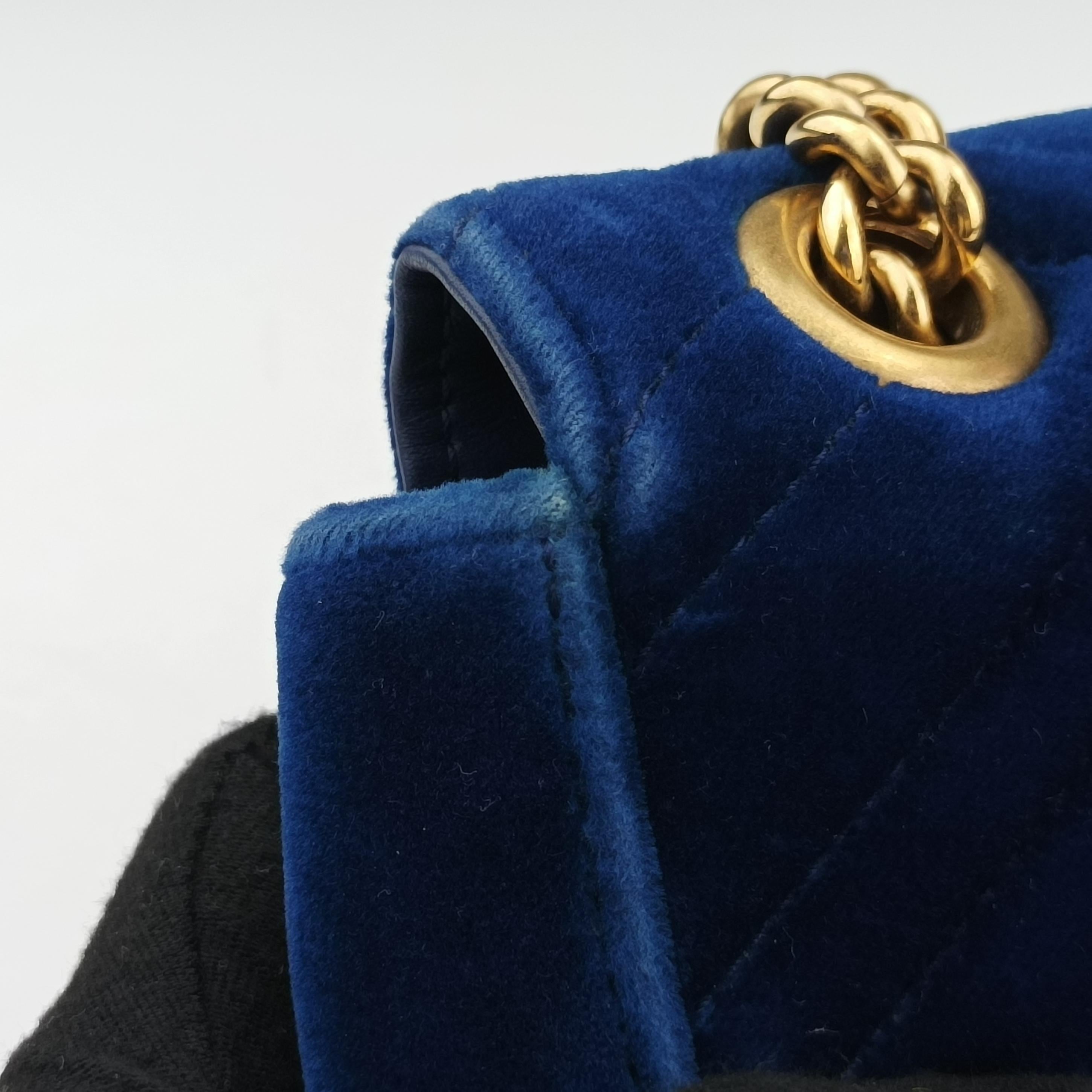 Vintage Gucci GG Marmont Blue velour 446744 shoulderbag | stylenewstar