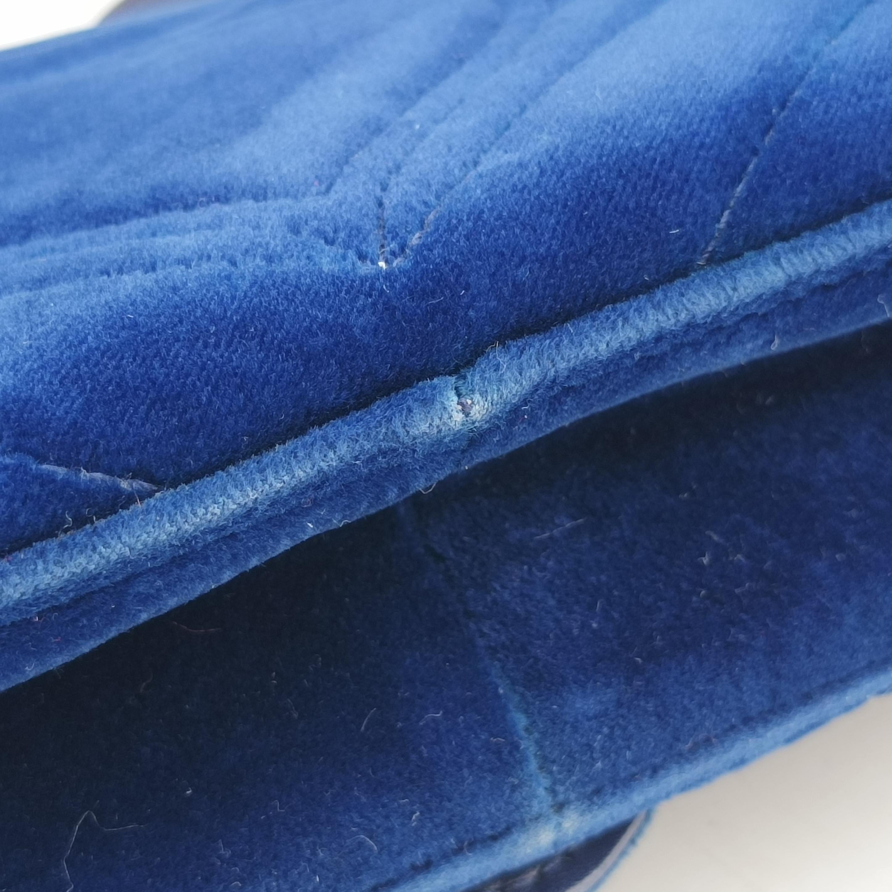 Vintage Gucci GG Marmont Blue velour 446744 shoulderbag | stylenewstar