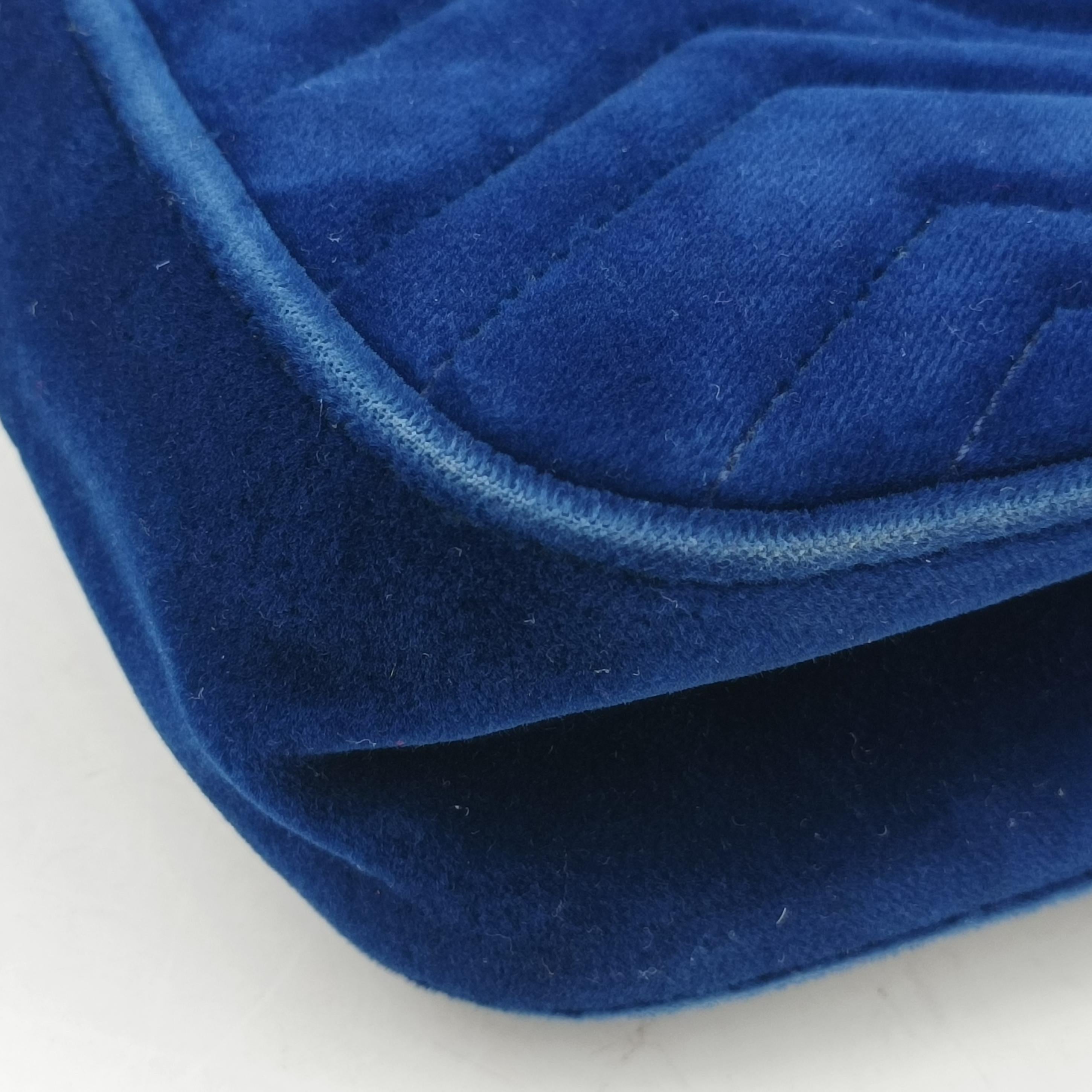 Vintage Gucci GG Marmont Blue velour 446744 shoulderbag | stylenewstar