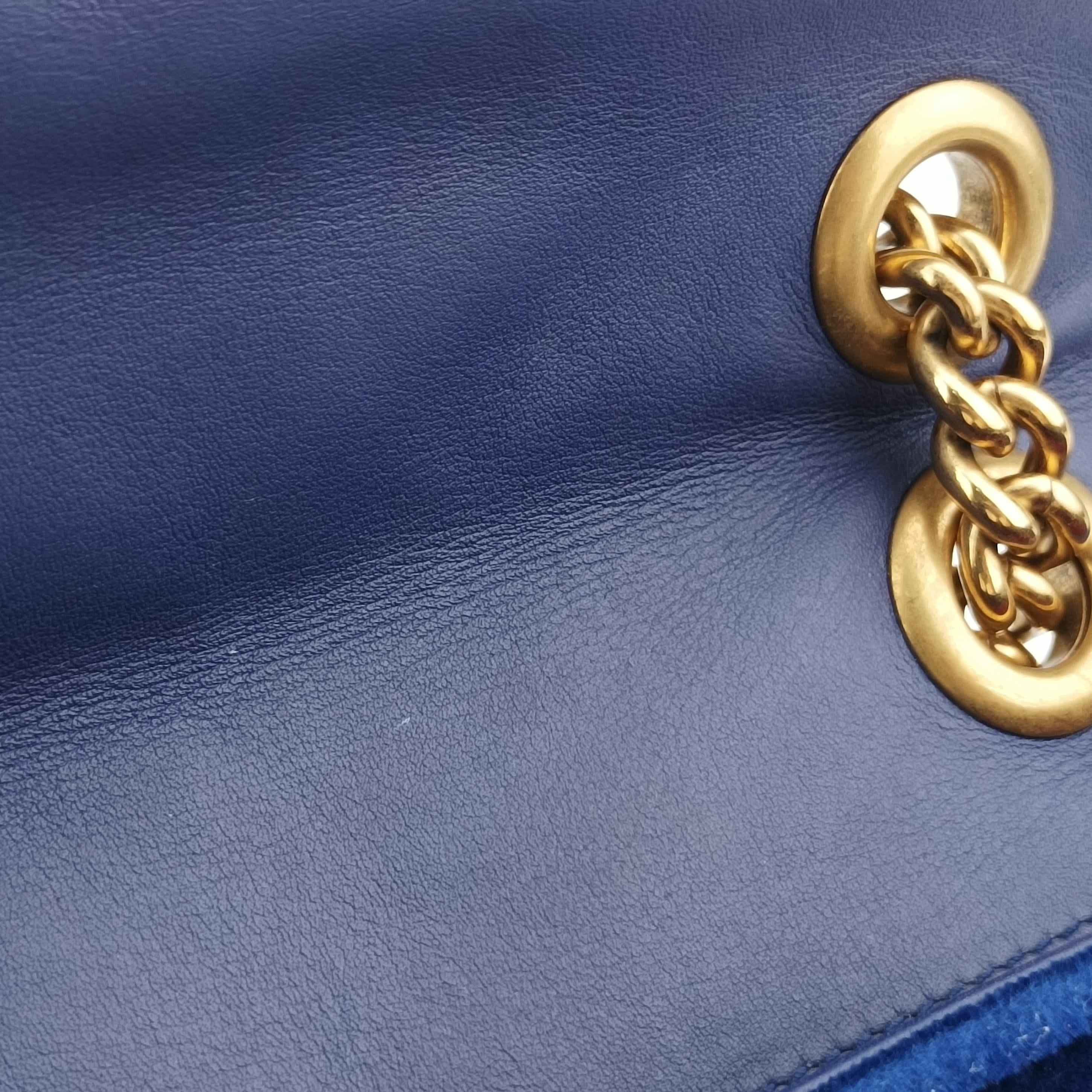 Vintage Gucci GG Marmont Blue velour 446744 shoulderbag | stylenewstar