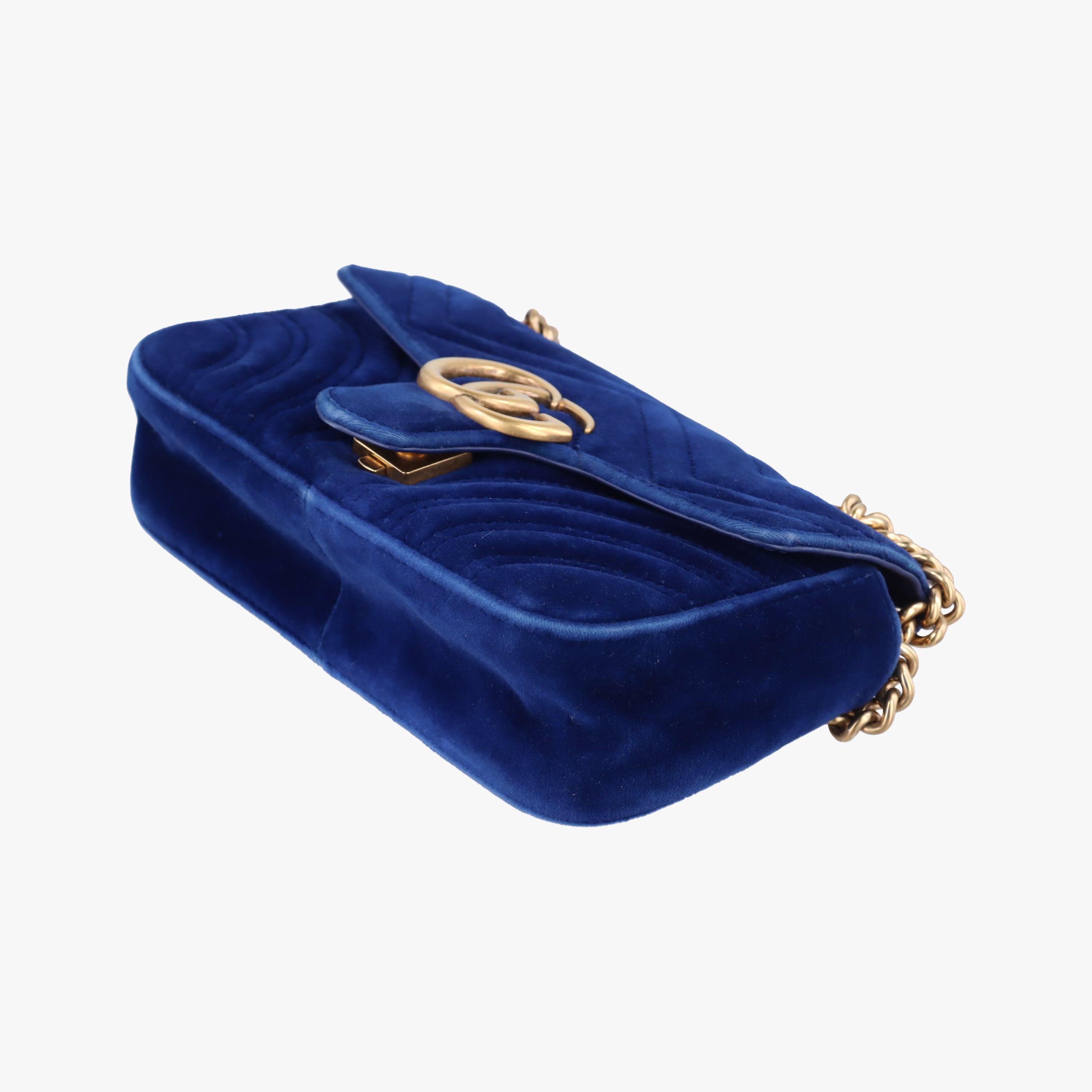 Vintage Gucci GG Marmont Blue velour 446744 shoulderbag | stylenewstar
