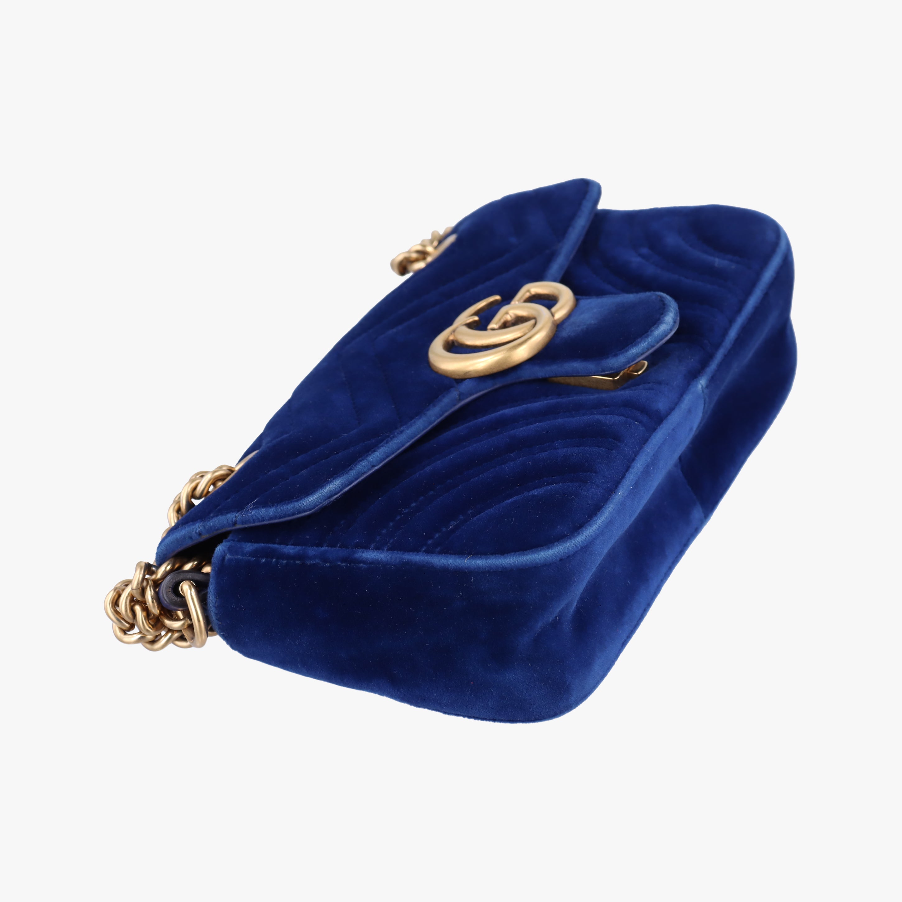 Vintage Gucci GG Marmont Blue velour 446744 shoulderbag | stylenewstar