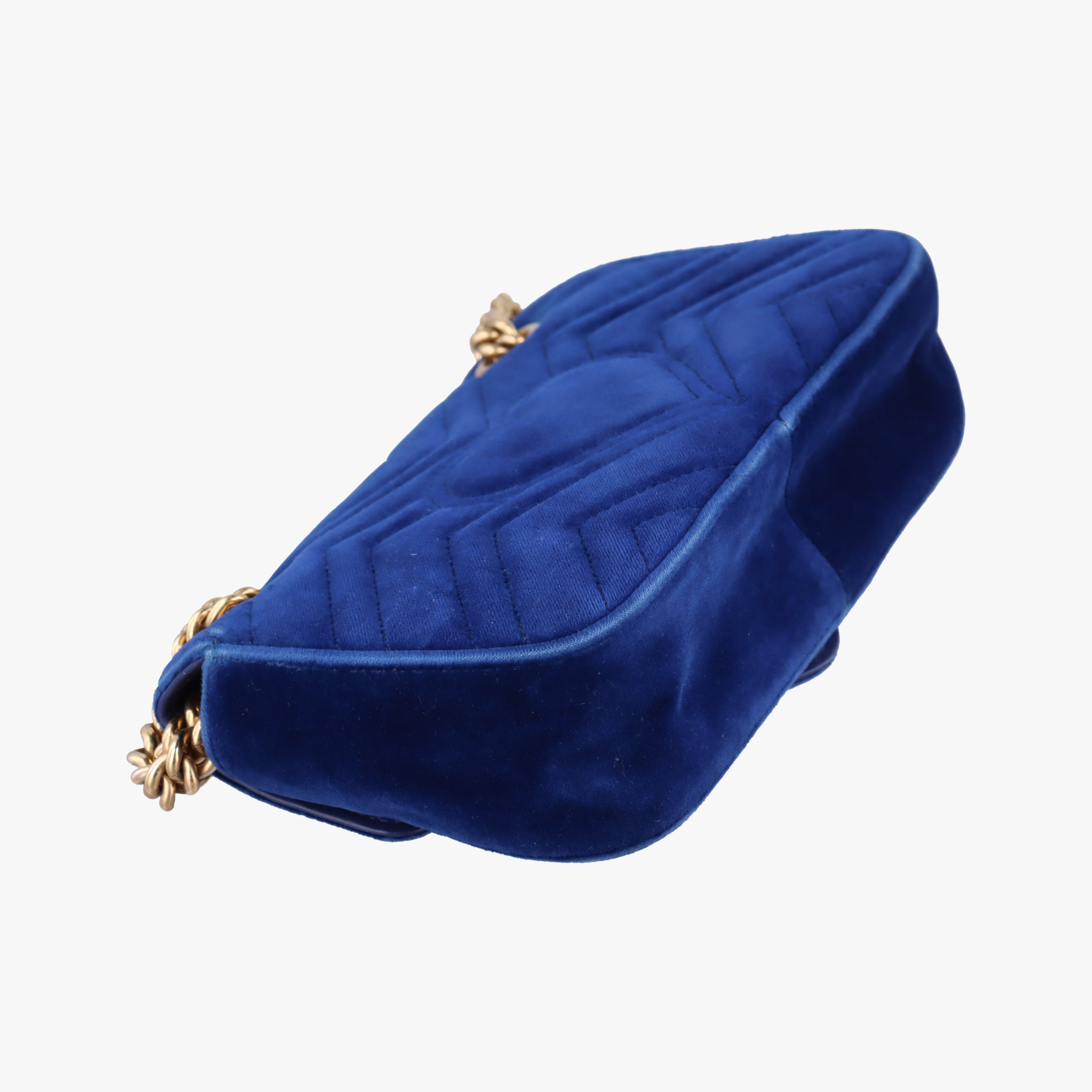 Vintage Gucci GG Marmont Blue velour 446744 shoulderbag | stylenewstar