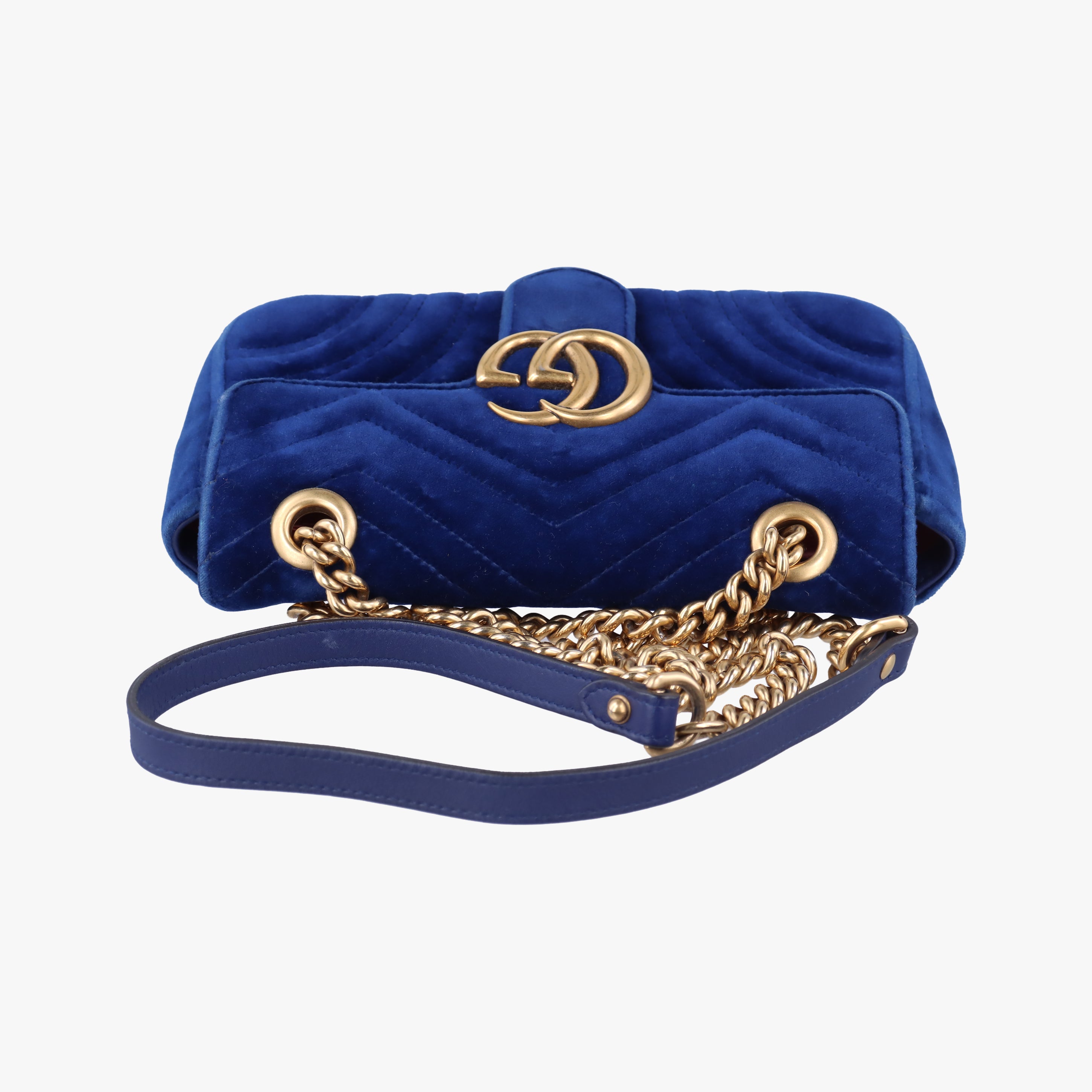 Vintage Gucci GG Marmont Blue velour 446744 shoulderbag | stylenewstar