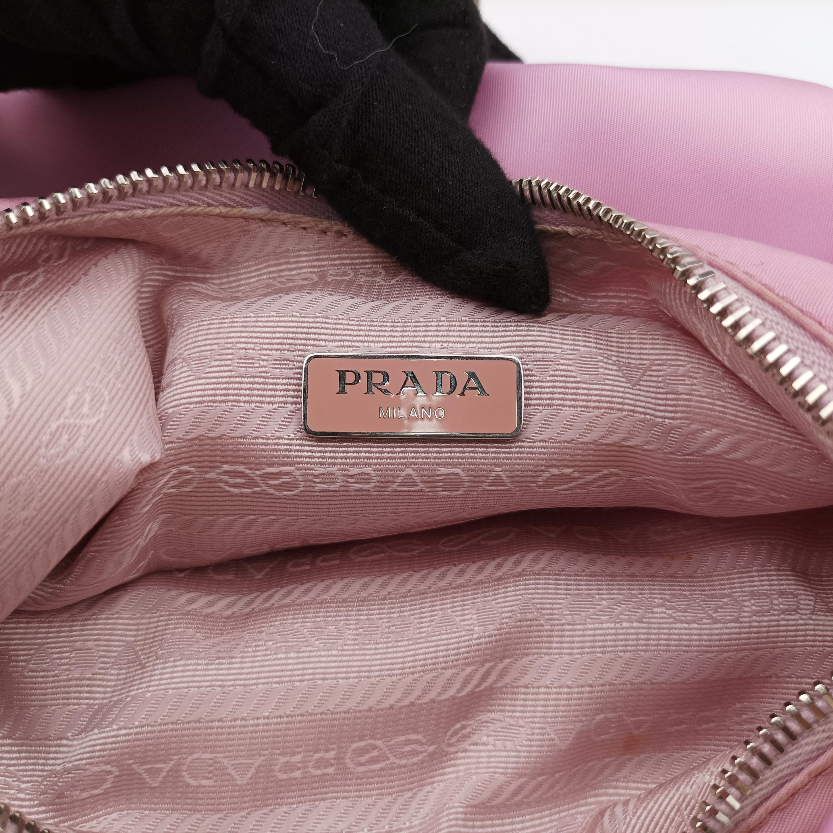 Pre-owned Prada Re Edition Chain Pink nylon  shoulderbag | stylenewstar