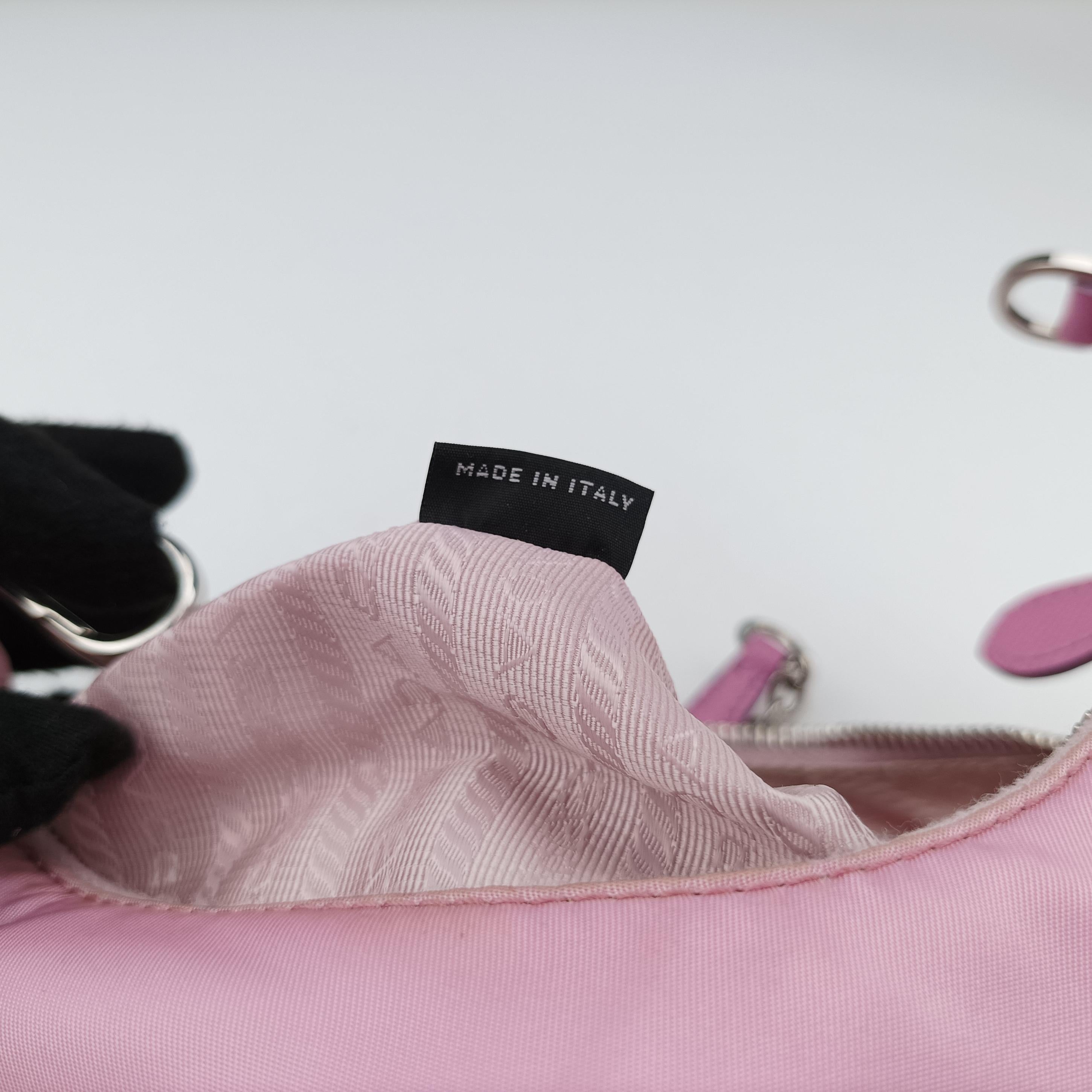 Pre-owned Prada Re Edition Chain Pink nylon  shoulderbag | stylenewstar