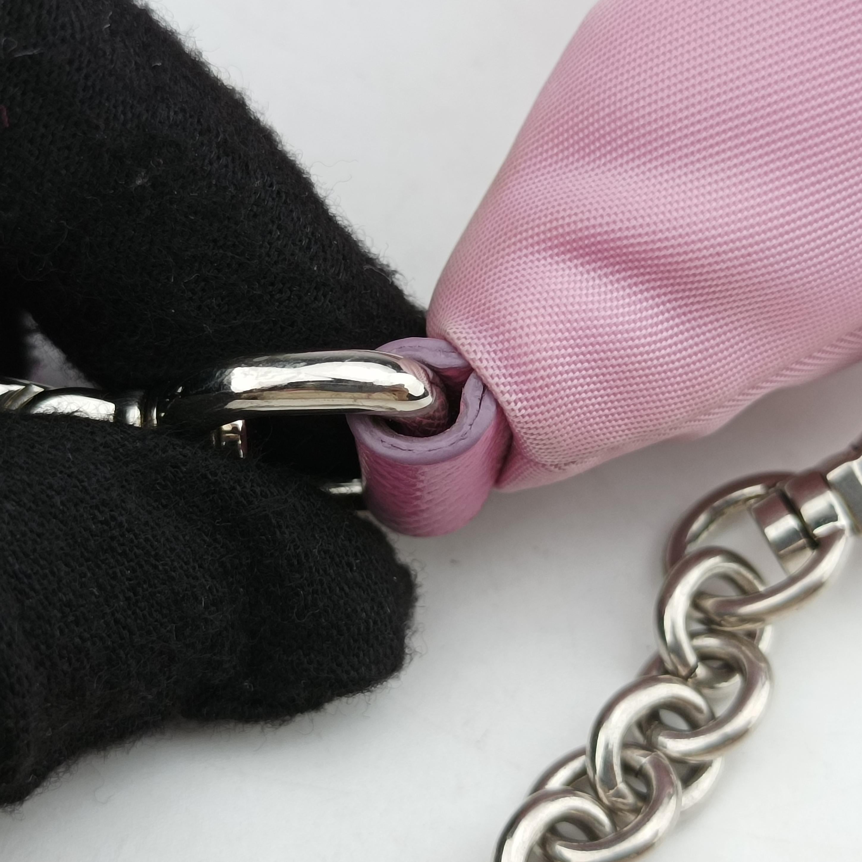 Pre-owned Prada Re Edition Chain Pink nylon  shoulderbag | stylenewstar