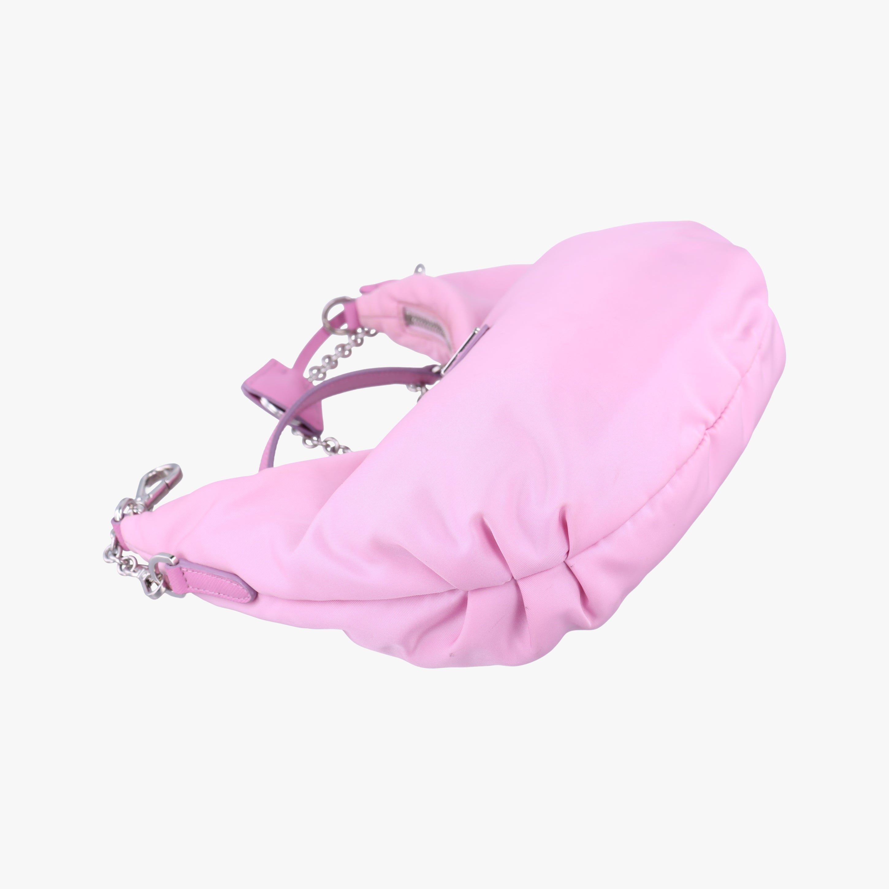 Pre-owned Prada Re Edition Chain Pink nylon  shoulderbag | stylenewstar