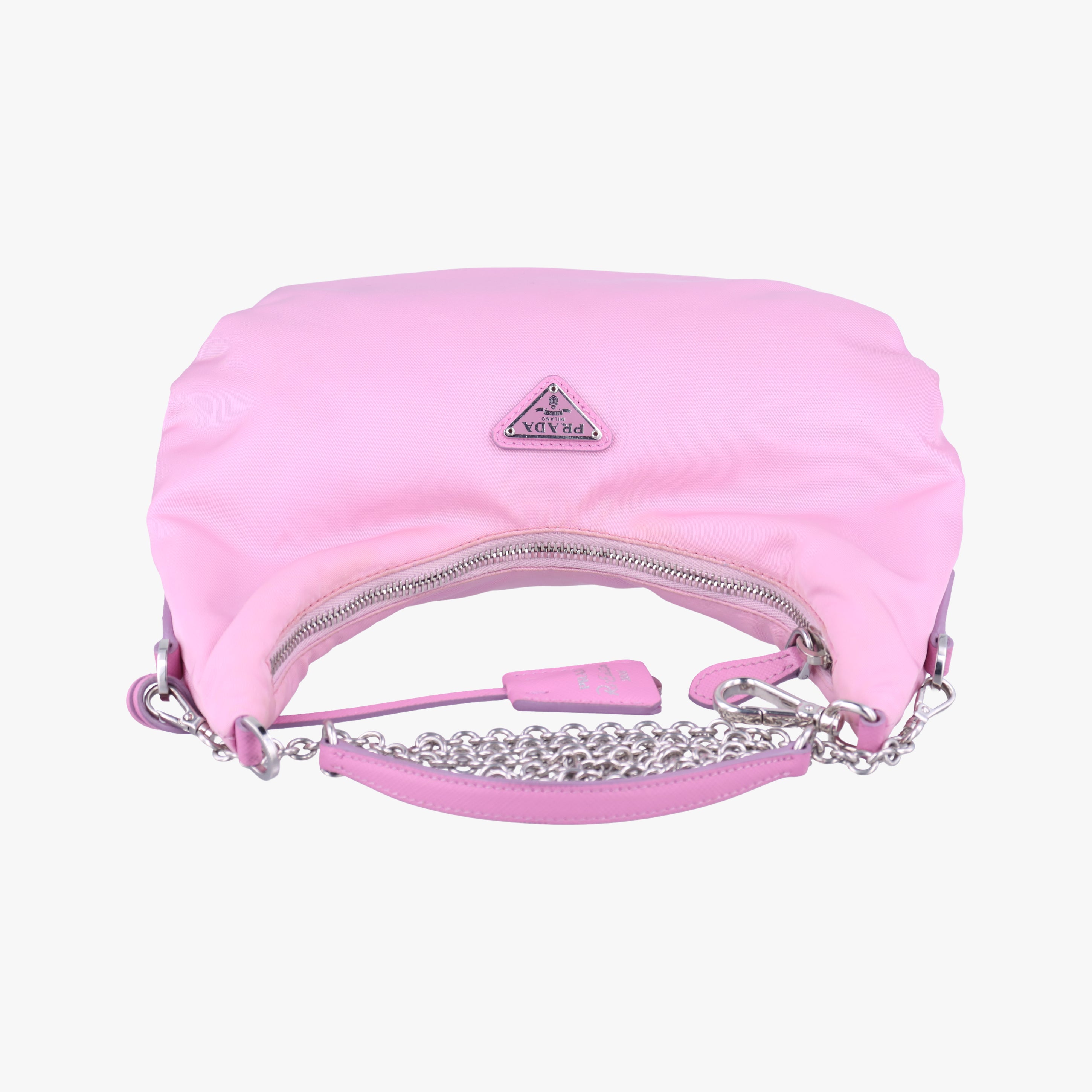 Pre-owned Prada Re Edition Chain Pink nylon  shoulderbag | stylenewstar