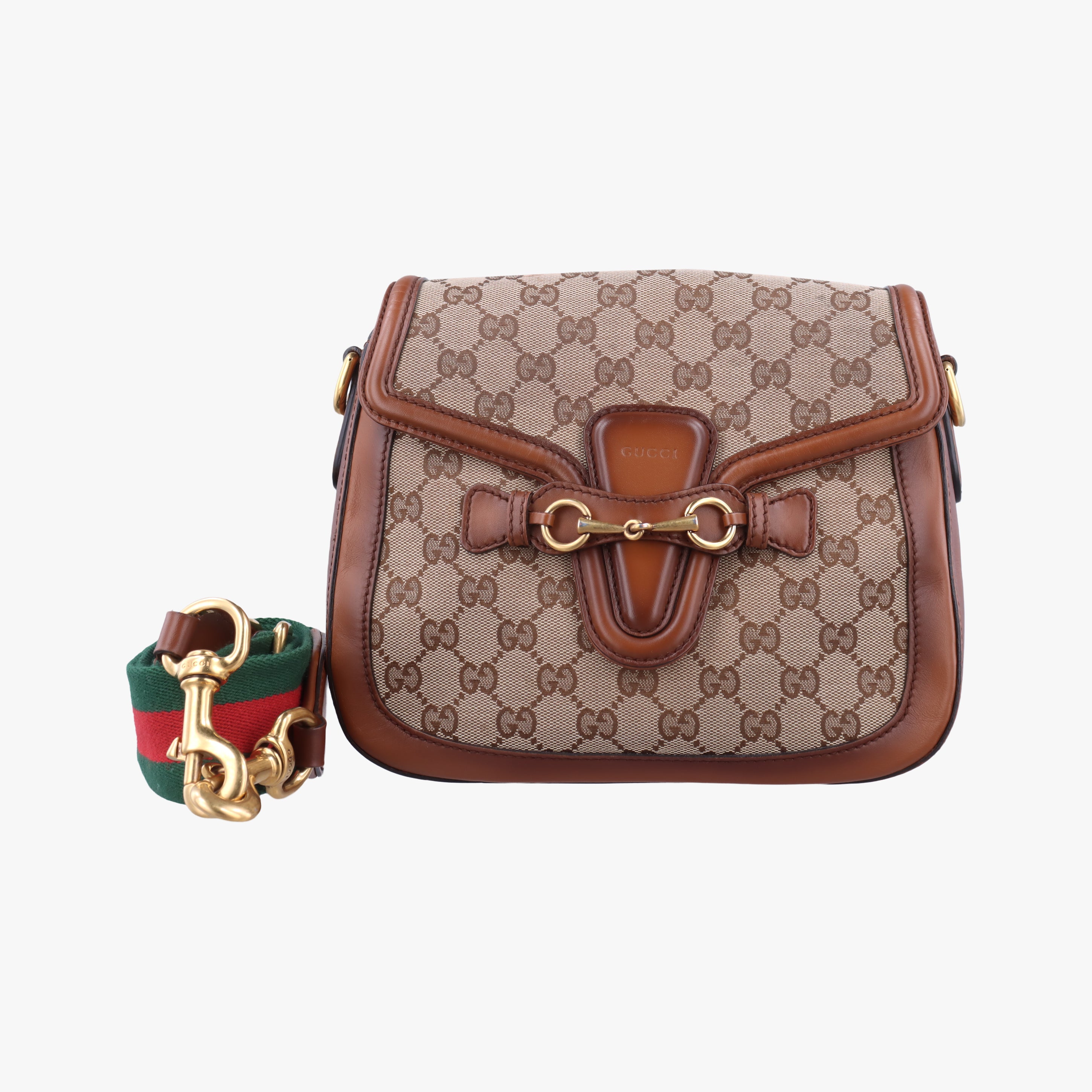 Pre-owned Gucci Lady Web Brown canvas×leather 383848 shoulderbag | stylenewstar