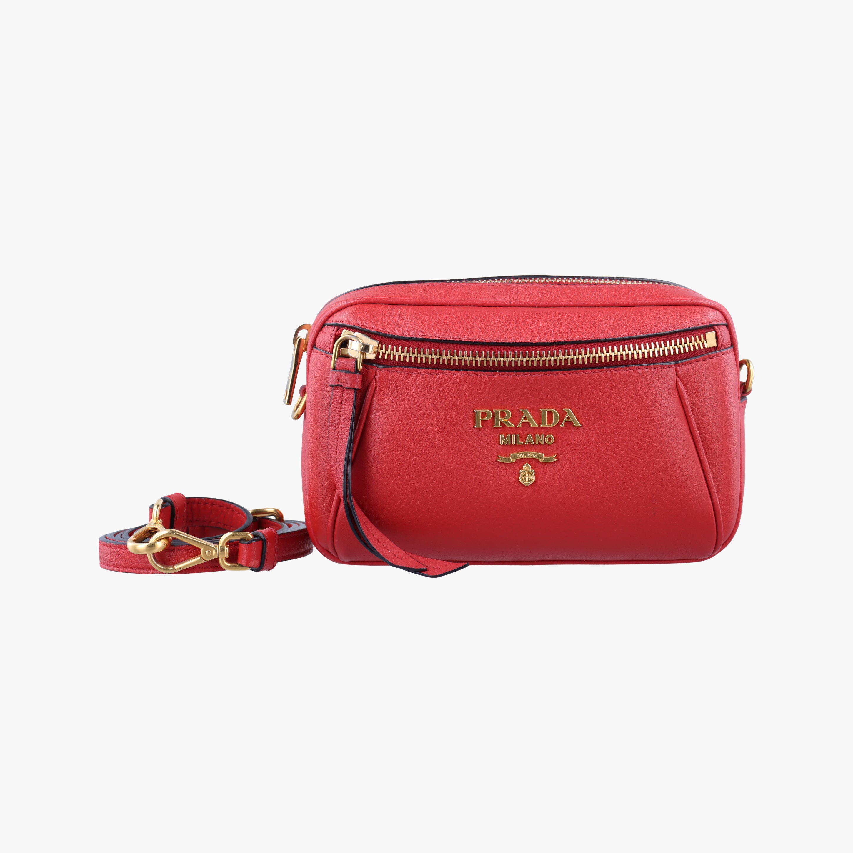 Pre-owned Prada Convertible Belt Red leather 1BL006 bum bag/waist bag | stylenewstar