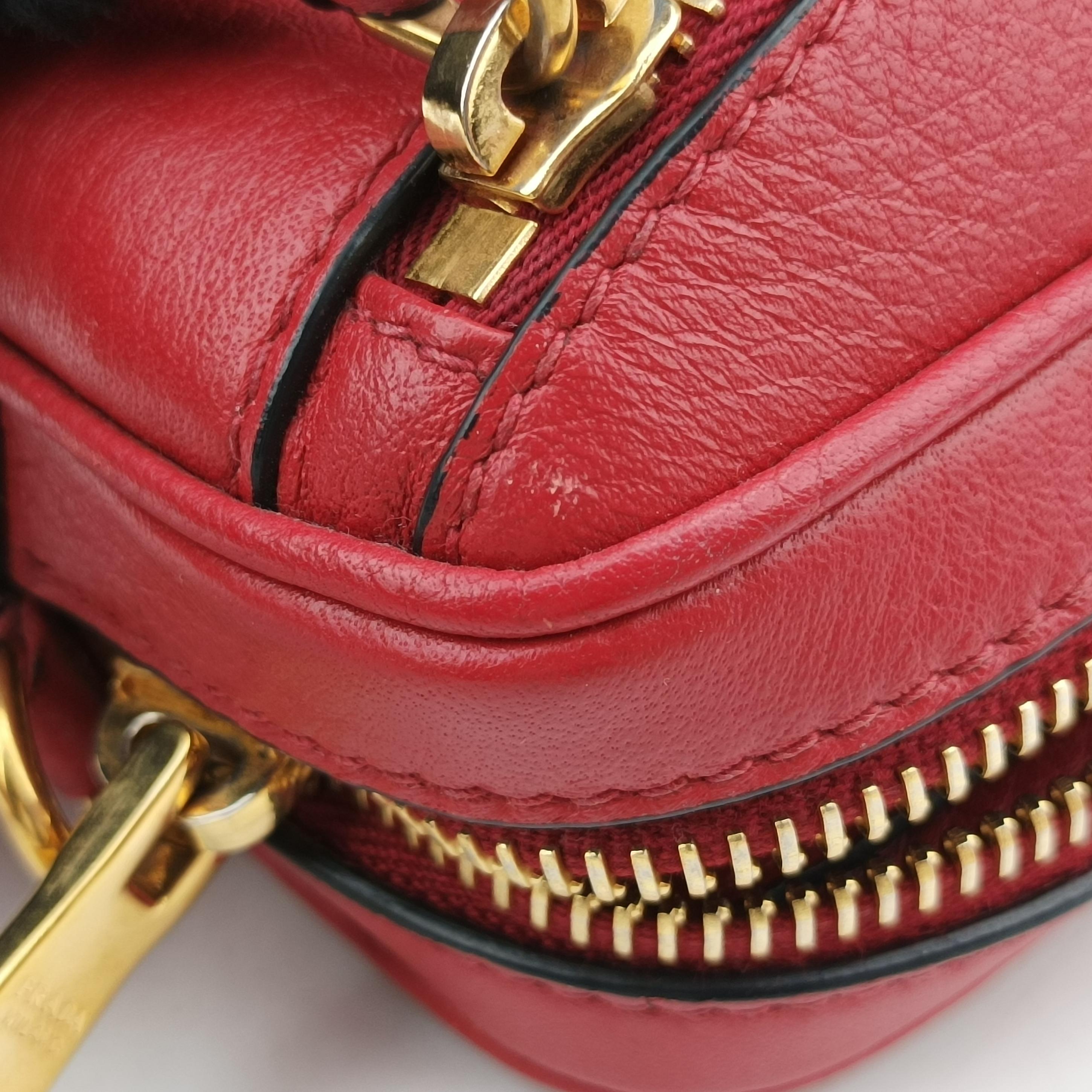 Pre-owned Prada Convertible Belt Red leather 1BL006 bum bag/waist bag | stylenewstar