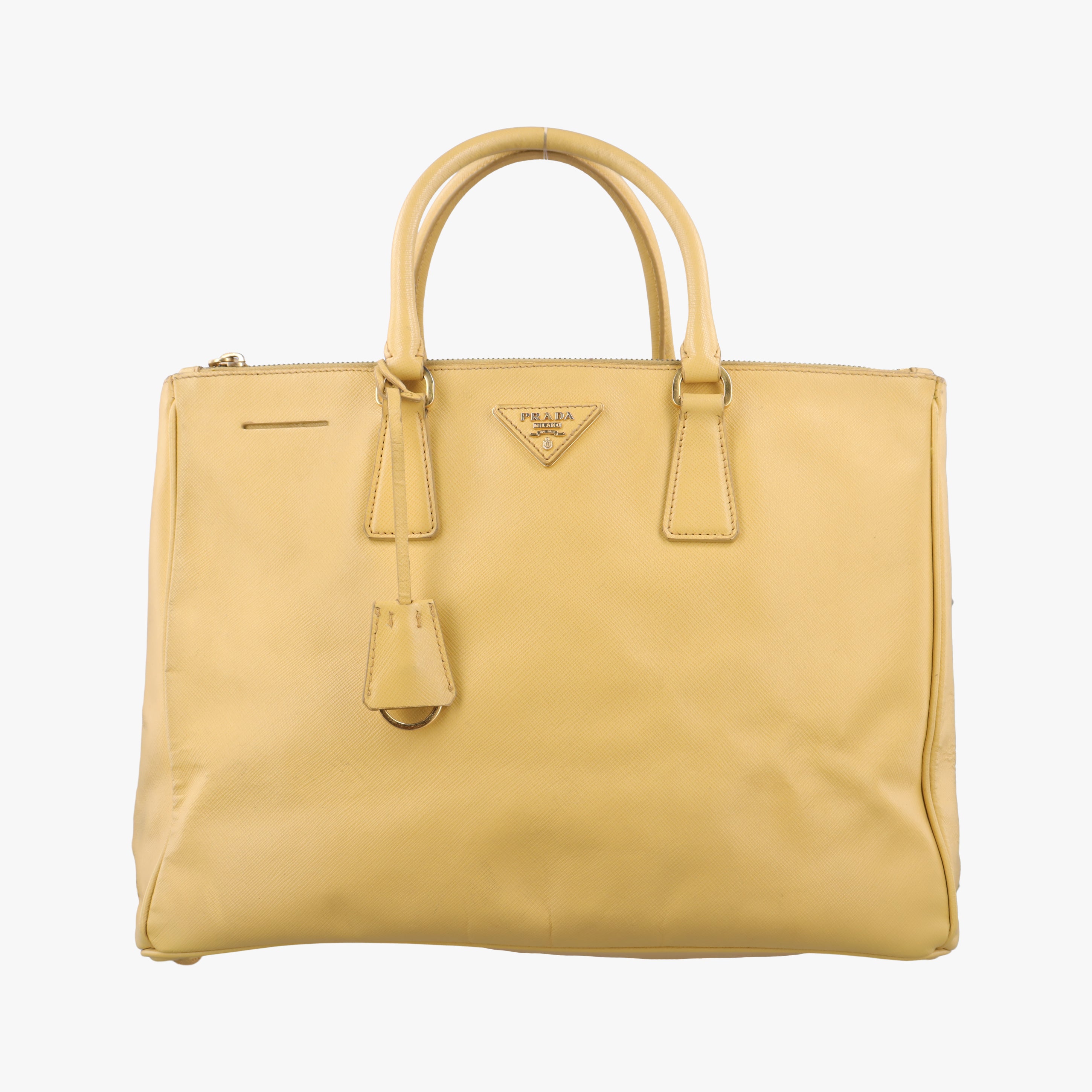 Pre-owned Prada Galleria Yellow SAFFIANO Leather BN1786 handbag | stylenewstar