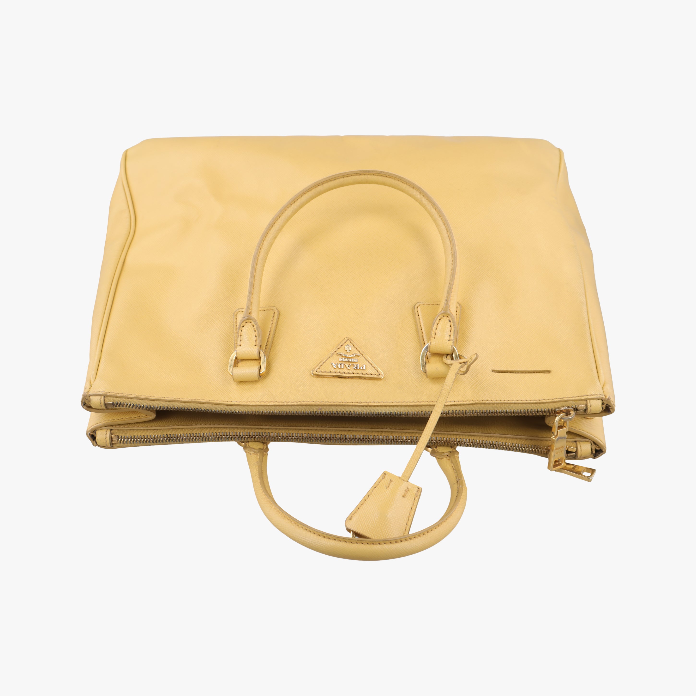 Pre-owned Prada Galleria Yellow SAFFIANO Leather BN1786 handbag | stylenewstar
