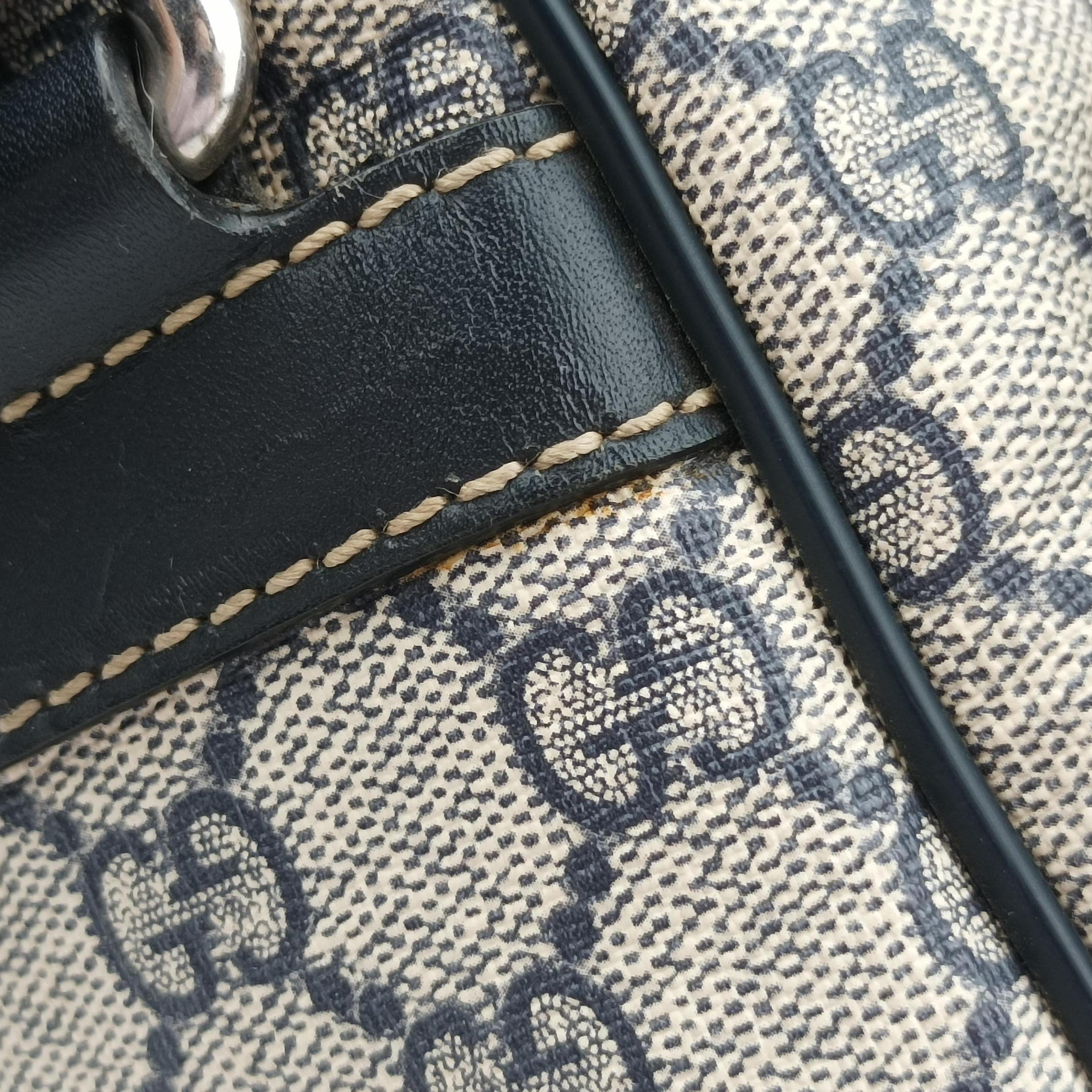 Pre-owned Gucci GG Supreme messenger Beige × Navy PVC coated canvas 246881 shoulderbag | stylenewstar