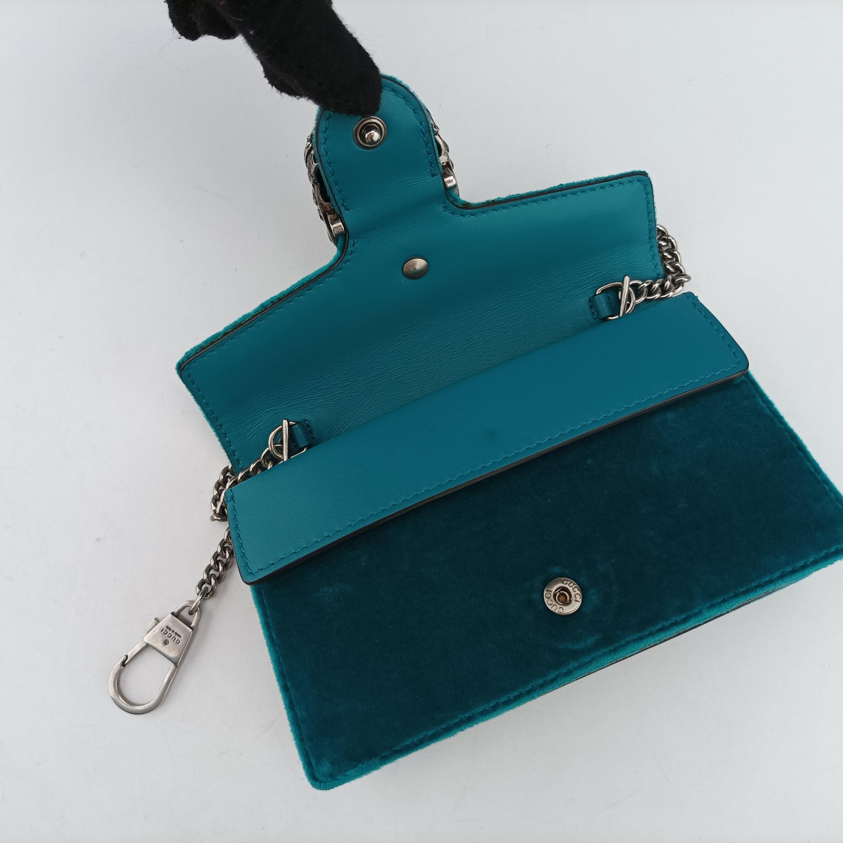 Pre-owned Gucci Dionysus Blue velour 476432 shoulderbag | stylenewstar