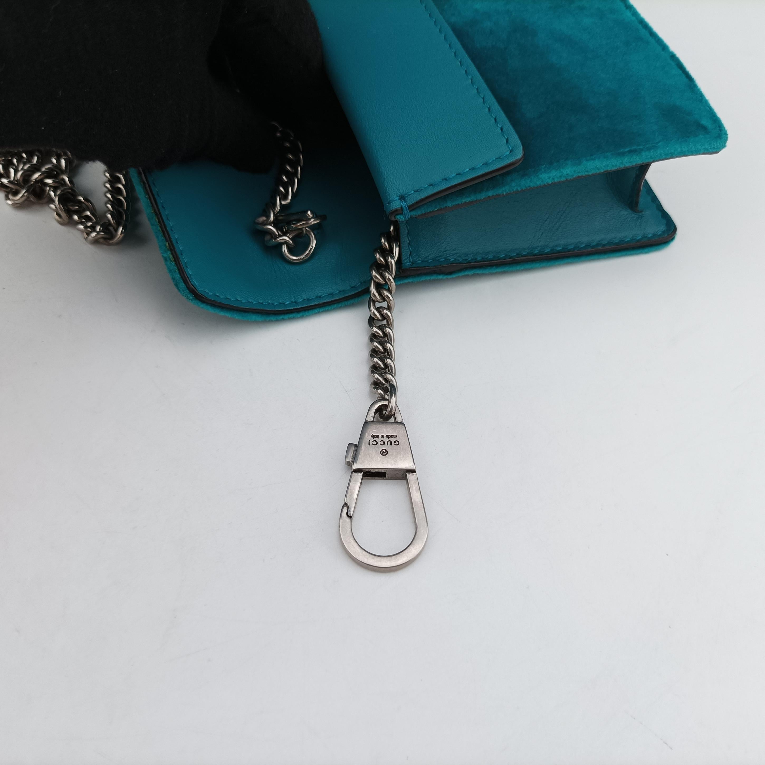 Pre-owned Gucci Dionysus Blue velour 476432 shoulderbag | stylenewstar