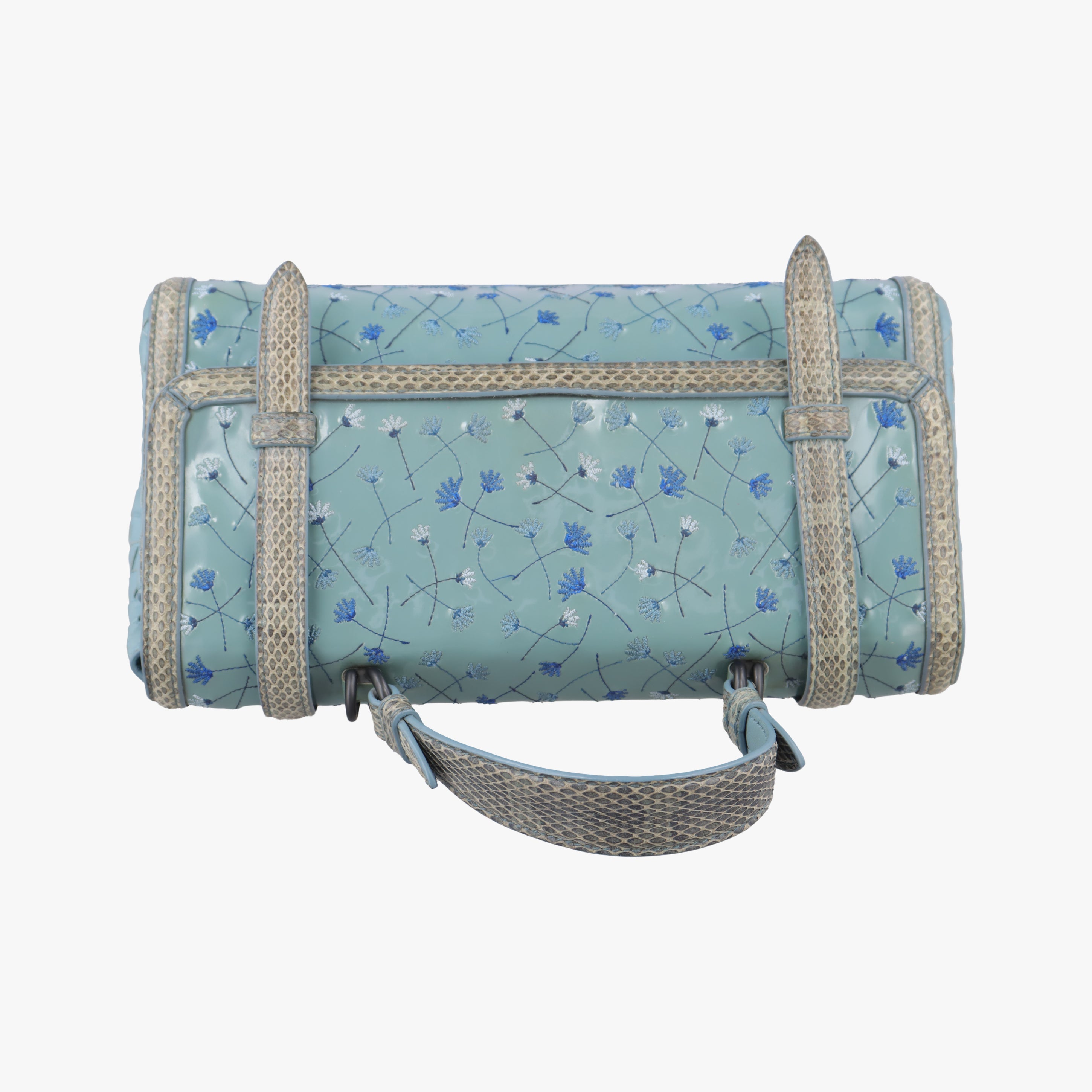 Pre-owned Bottega Veneta Anemone Maestra Blue patent  shoulderbag | stylenewstar
