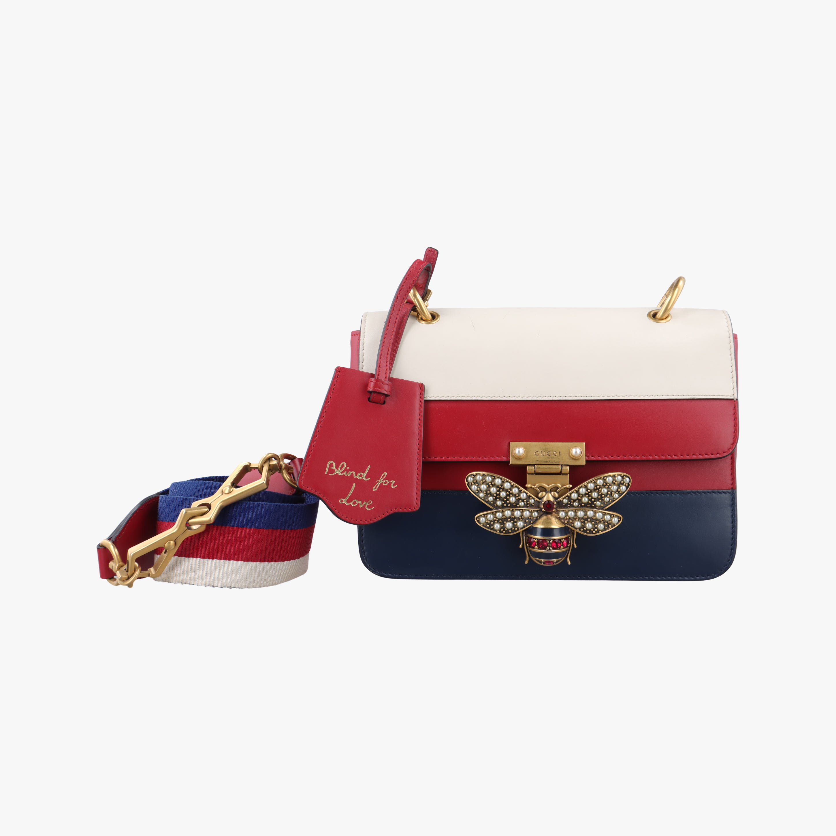 Secondhand Gucci Queen Margaret Ivory×Red×Navy Leather 476542 shoulderbag | stylenewstar