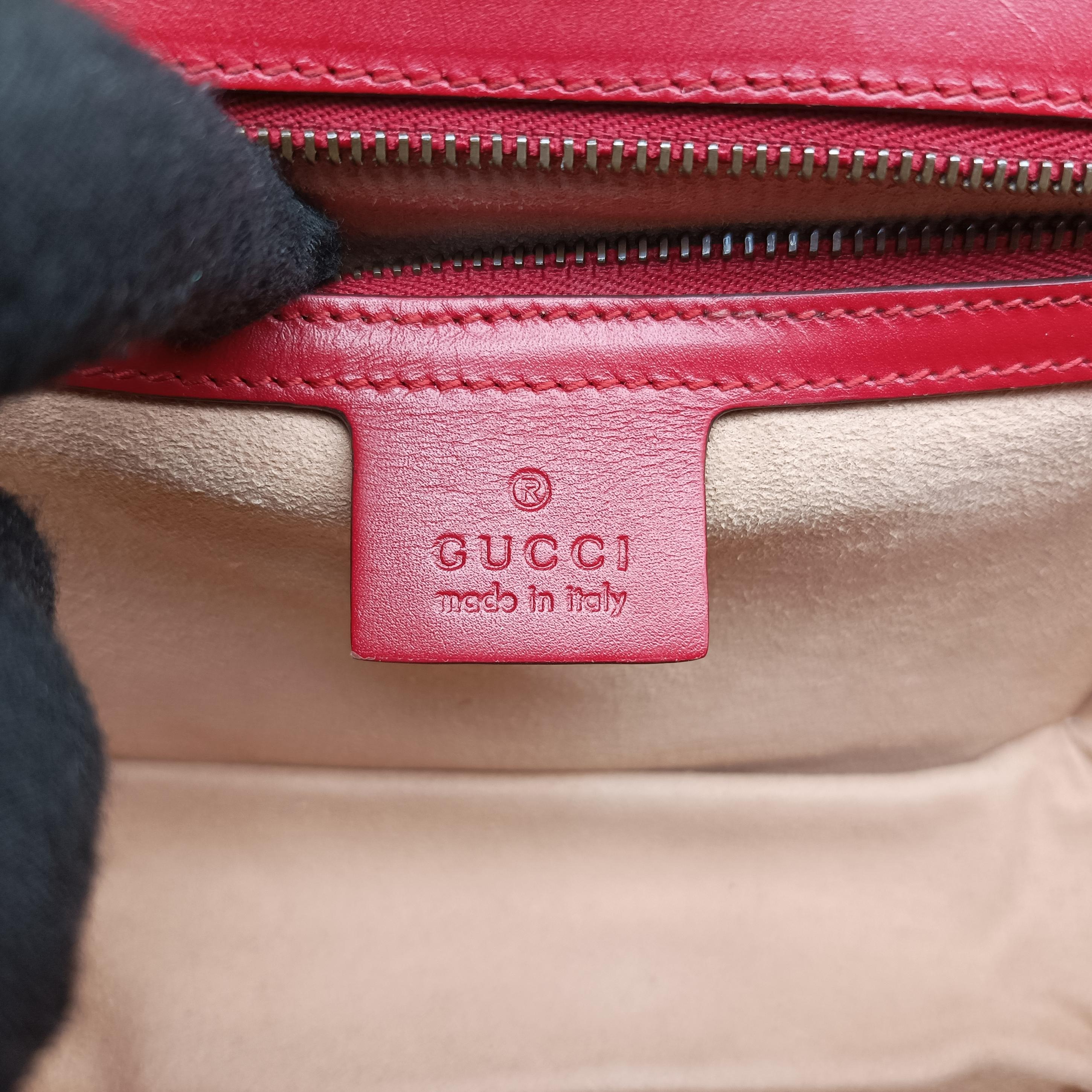Secondhand Gucci Queen Margaret Ivory×Red×Navy Leather 476542 shoulderbag | stylenewstar
