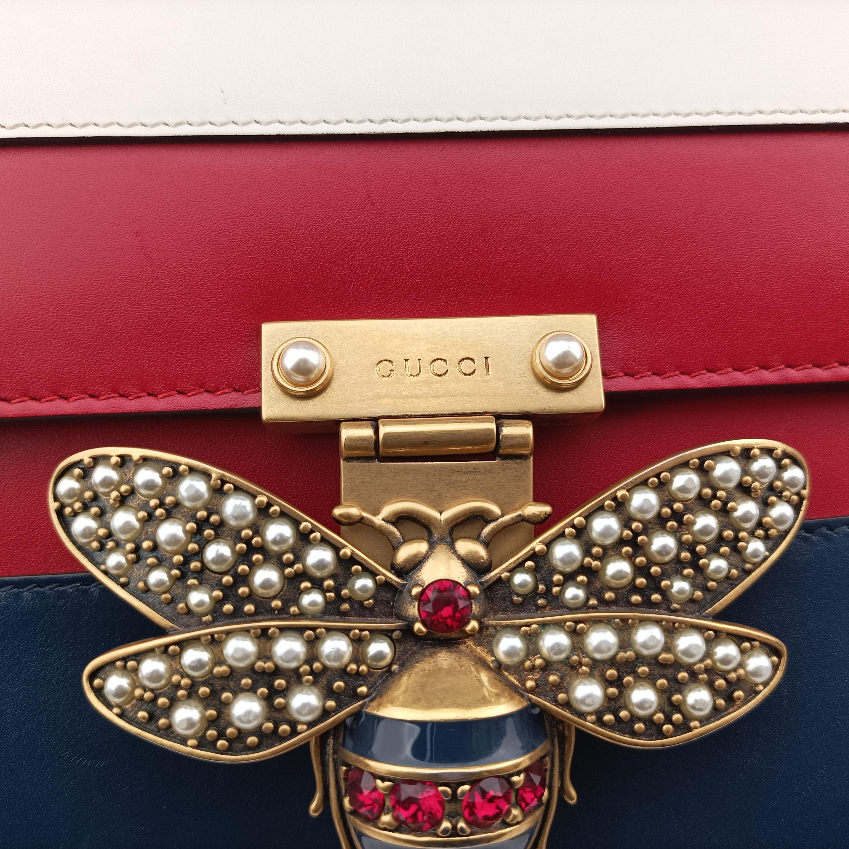 Secondhand Gucci Queen Margaret Ivory×Red×Navy Leather 476542 shoulderbag | stylenewstar